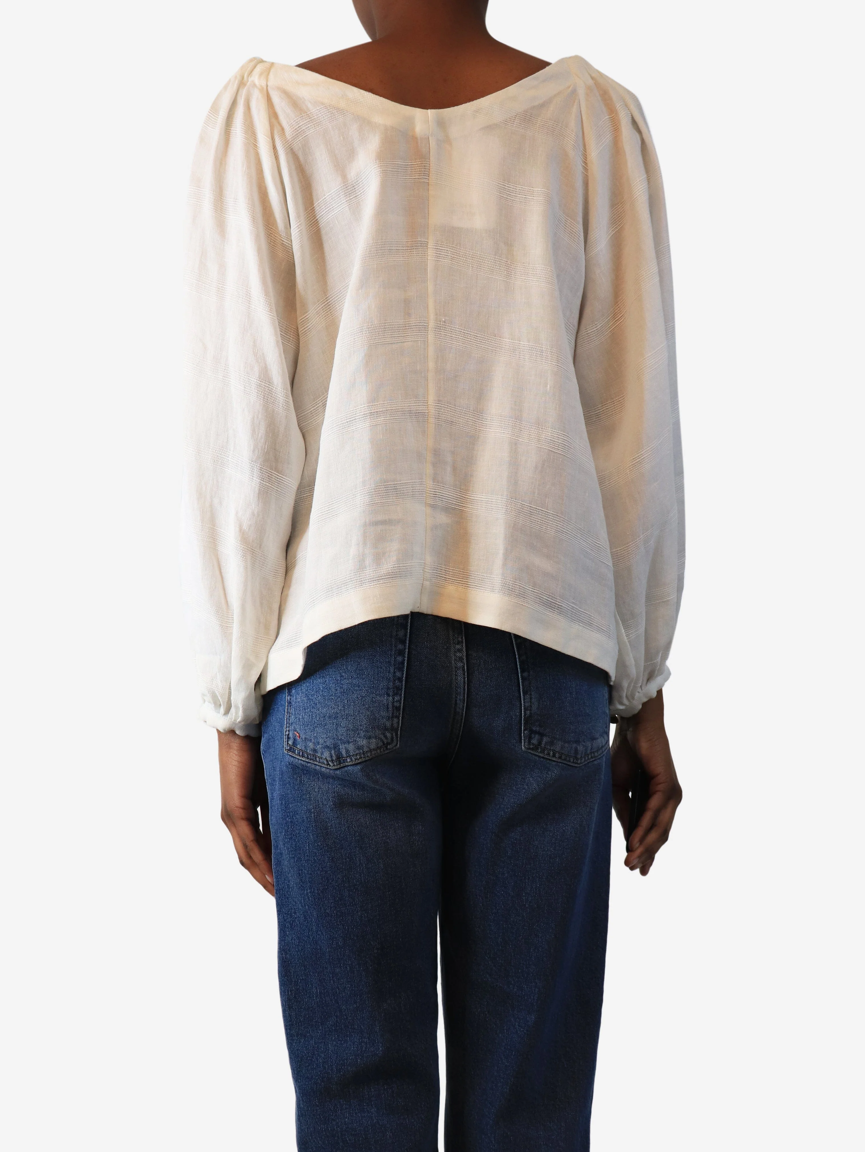 Cream linen flowy top - size UK 6 - Image 2