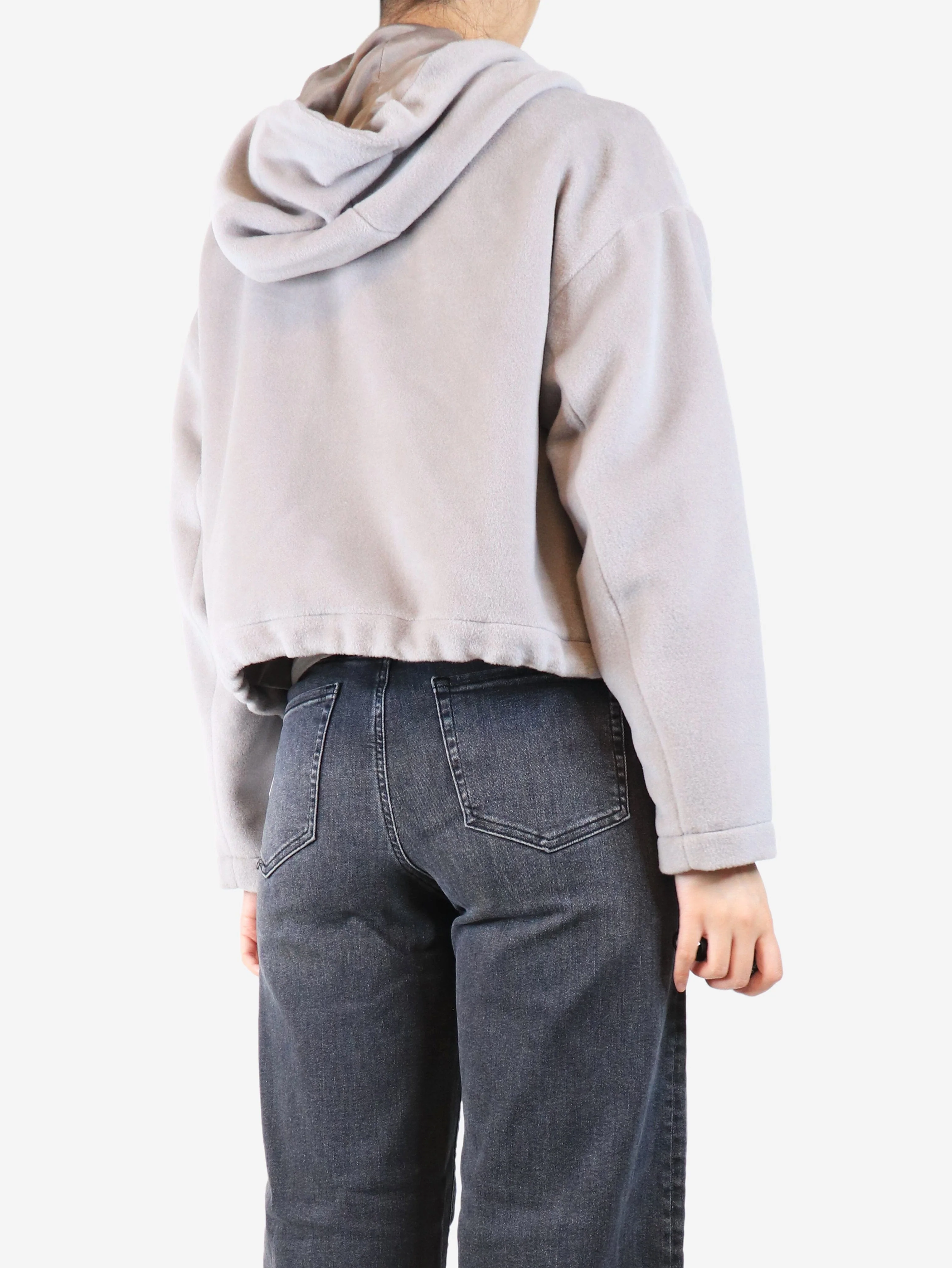 Grey cropped hooded jacket - size UK 8 - Image 2