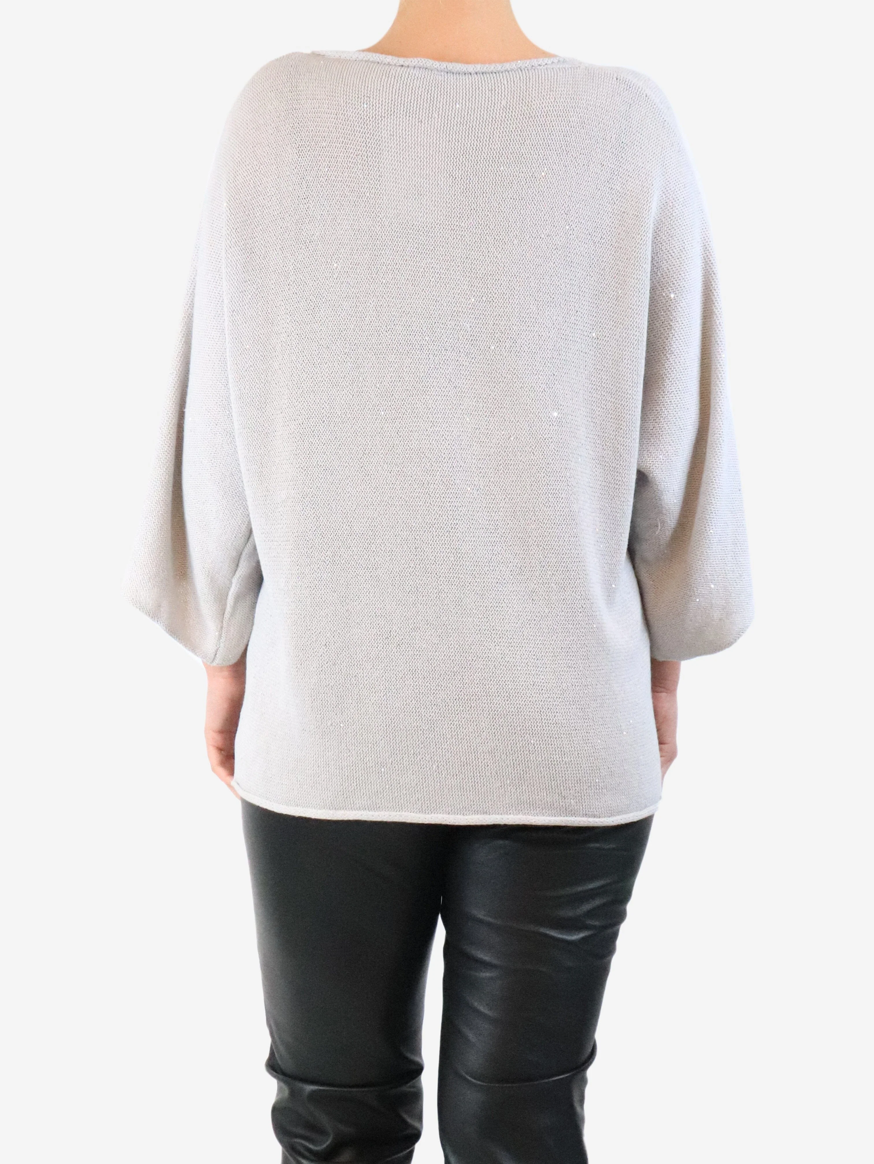 Light grey sequin-embellished sweater - size UK 12 - Image 2