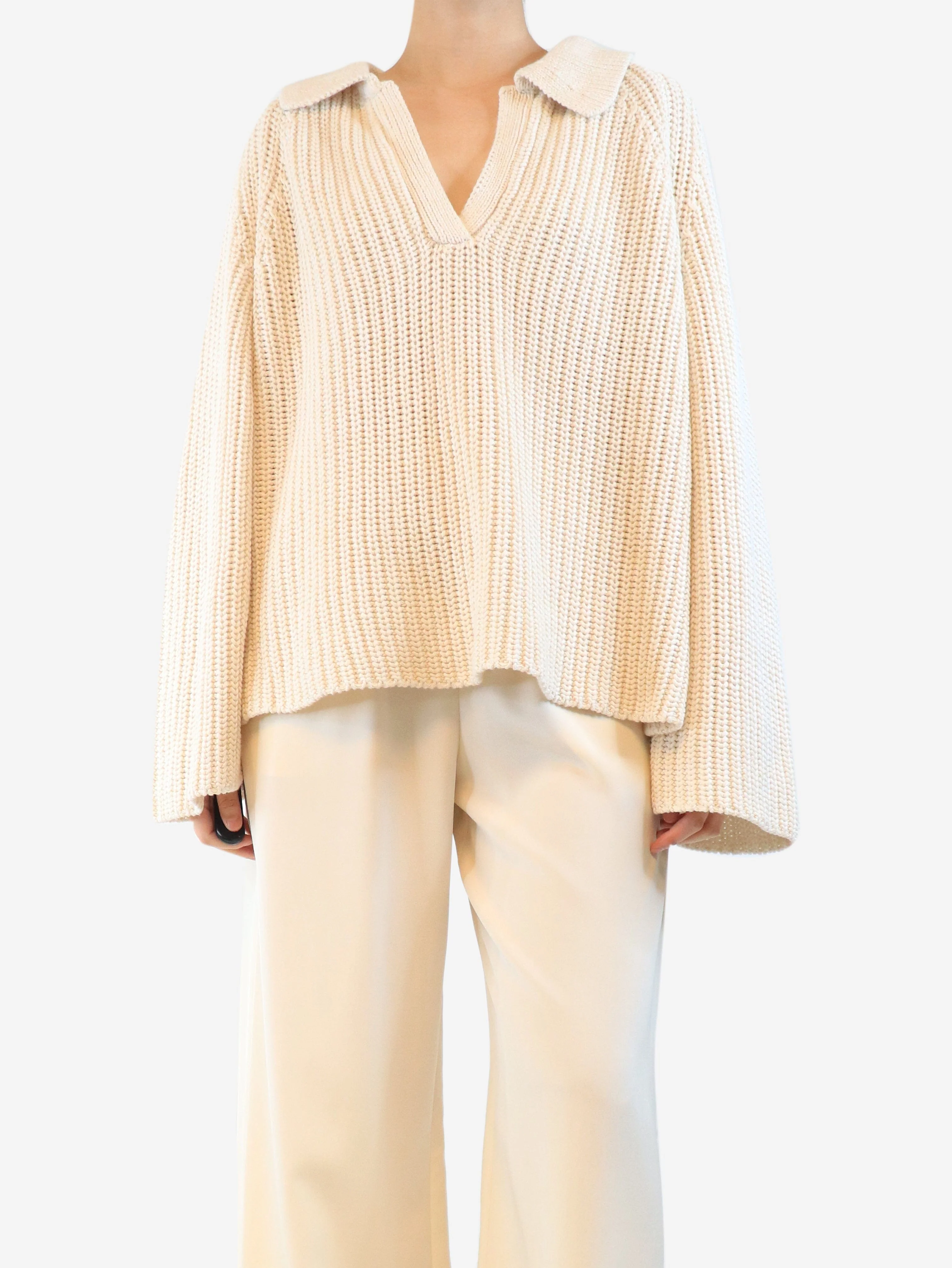 Neutral chunky ribbed pullover - size XL