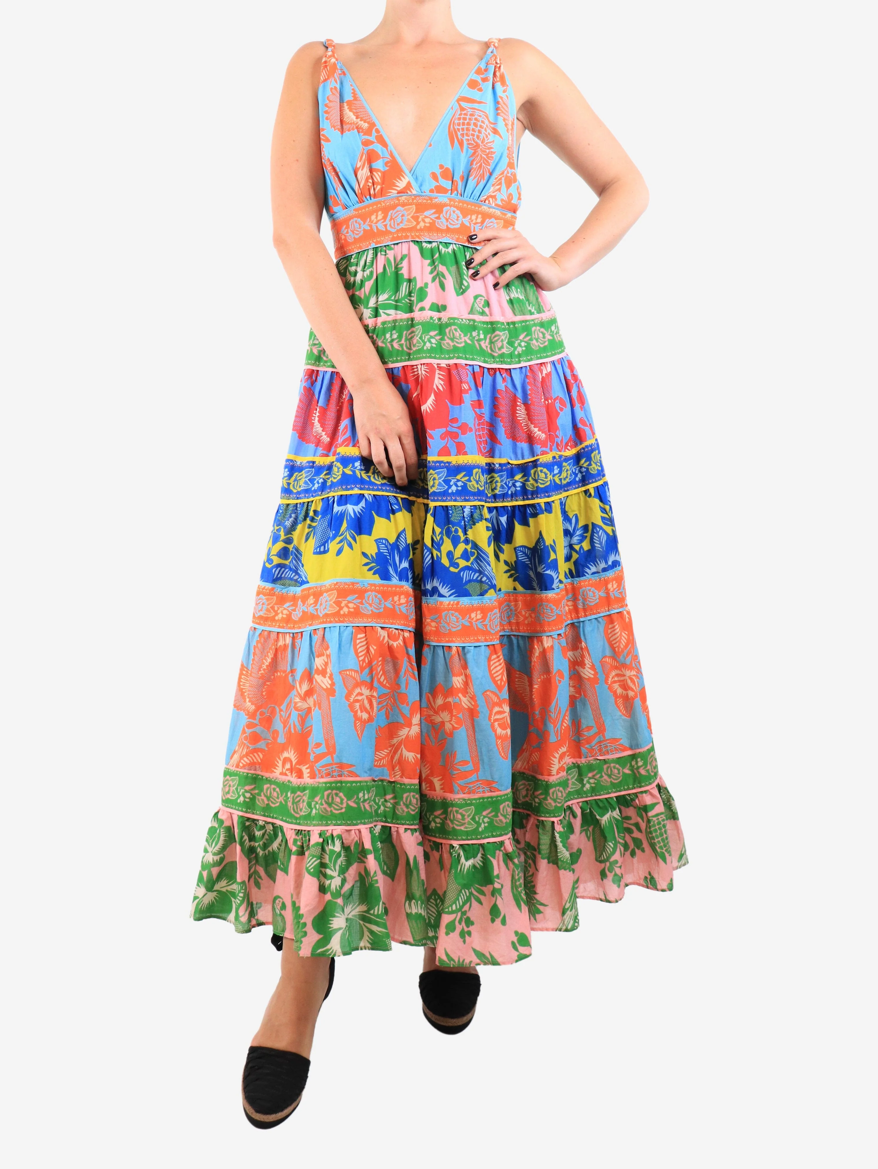 Multicolour sleeveless floral maxi dress - size S - Image 3