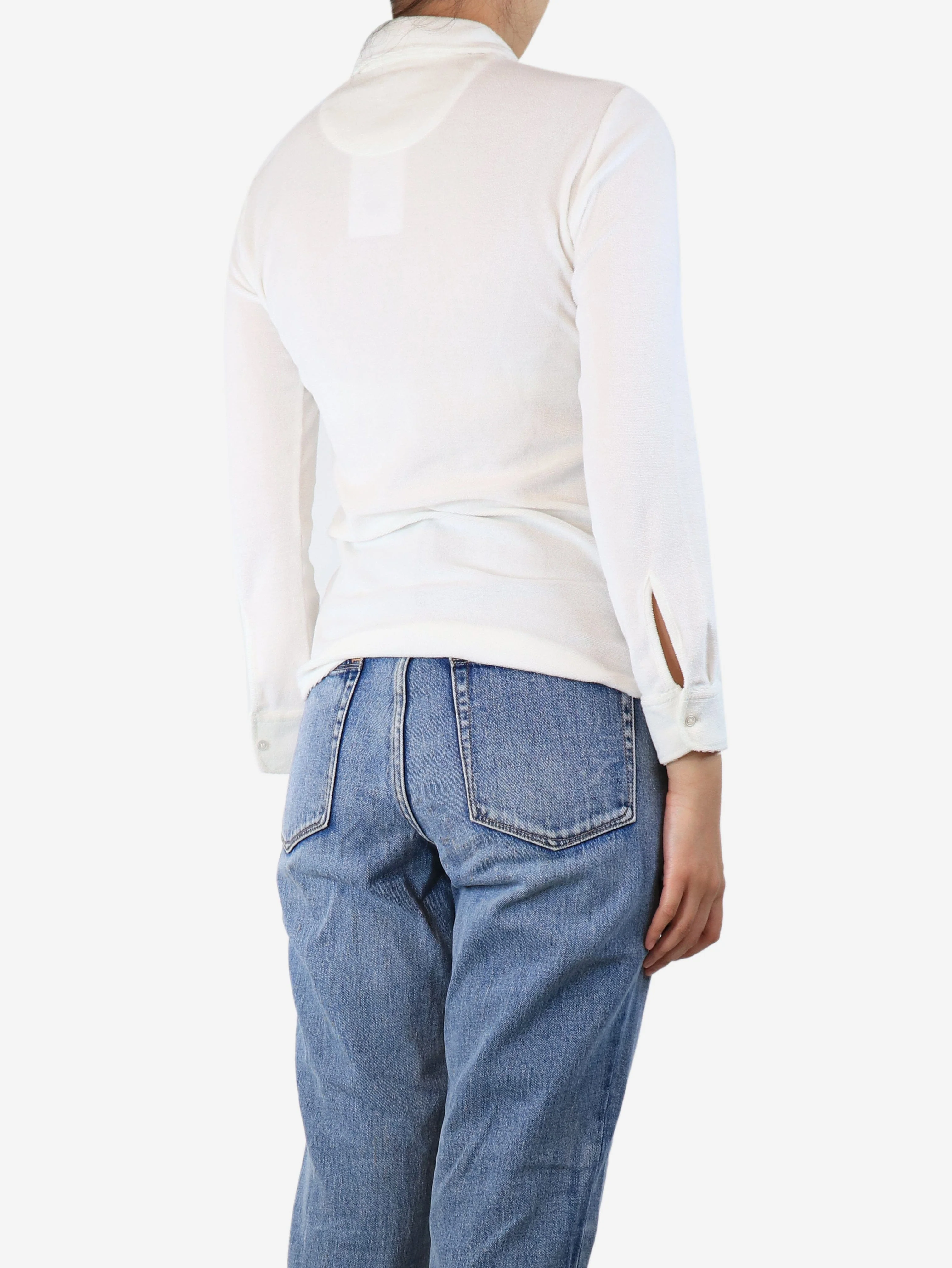 White towelled shirt - size UK 8 - Image 2