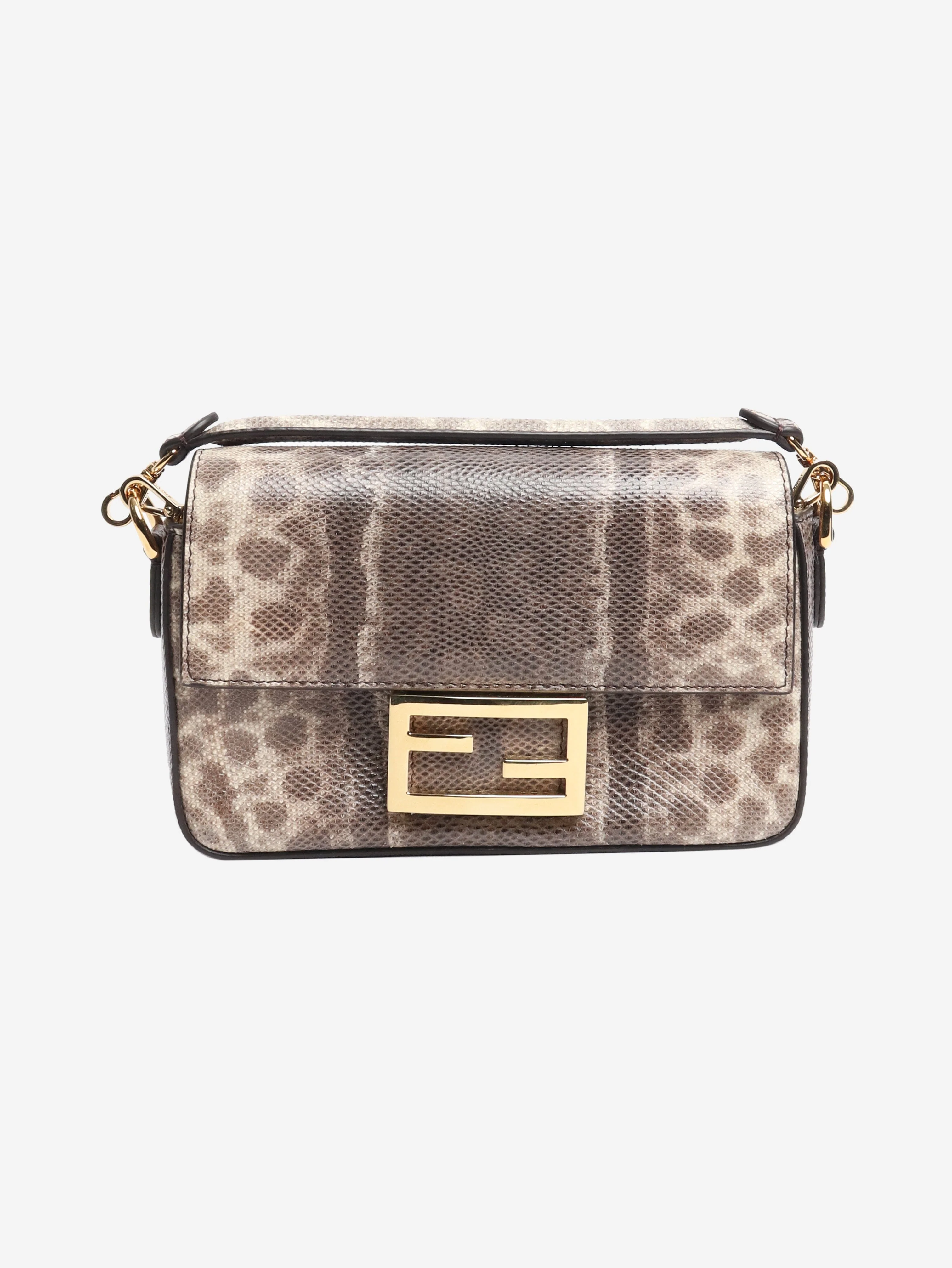 Brown snakeskin mini Baguette bag