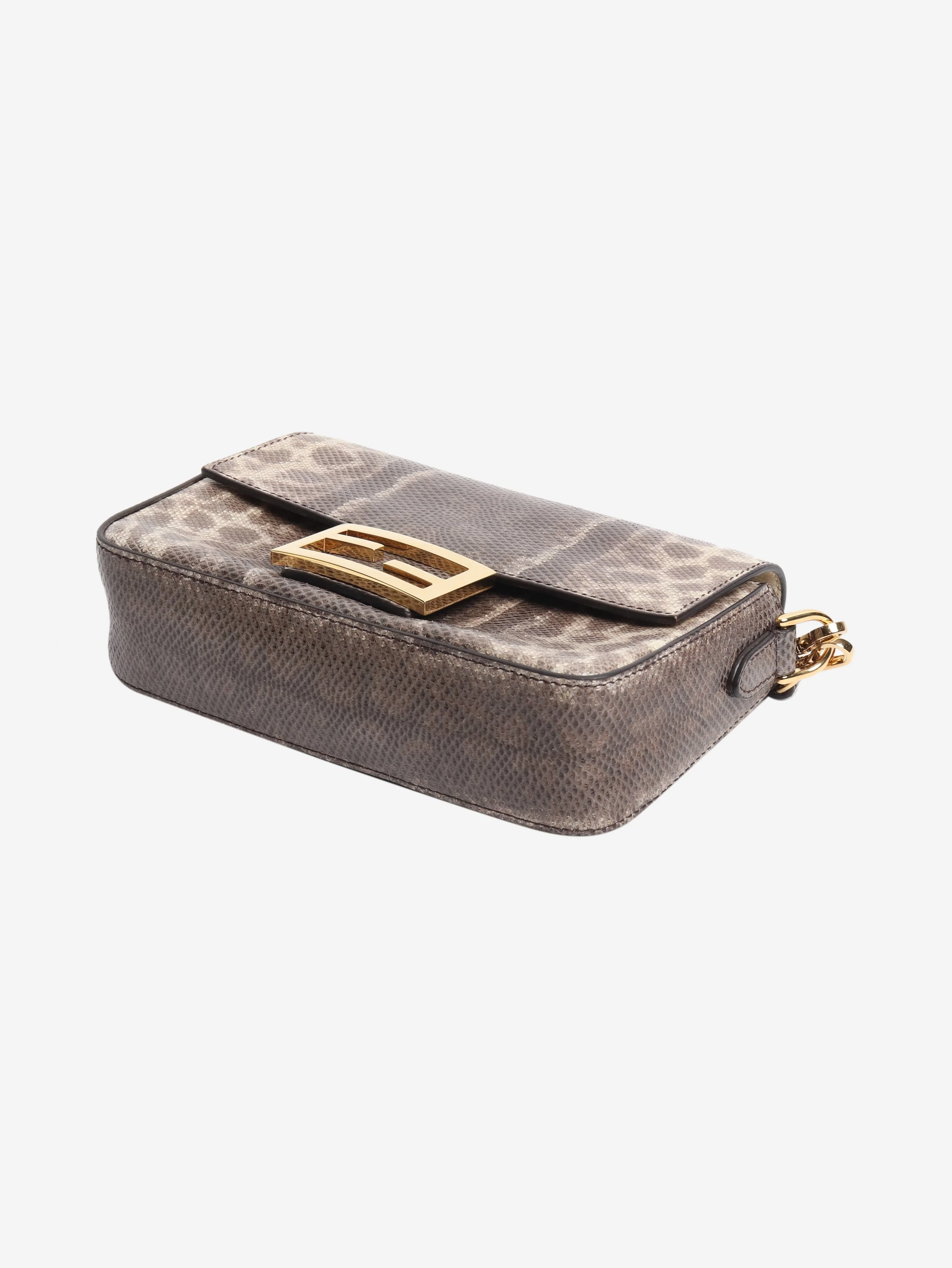 Brown snakeskin mini Baguette bag - Image 5
