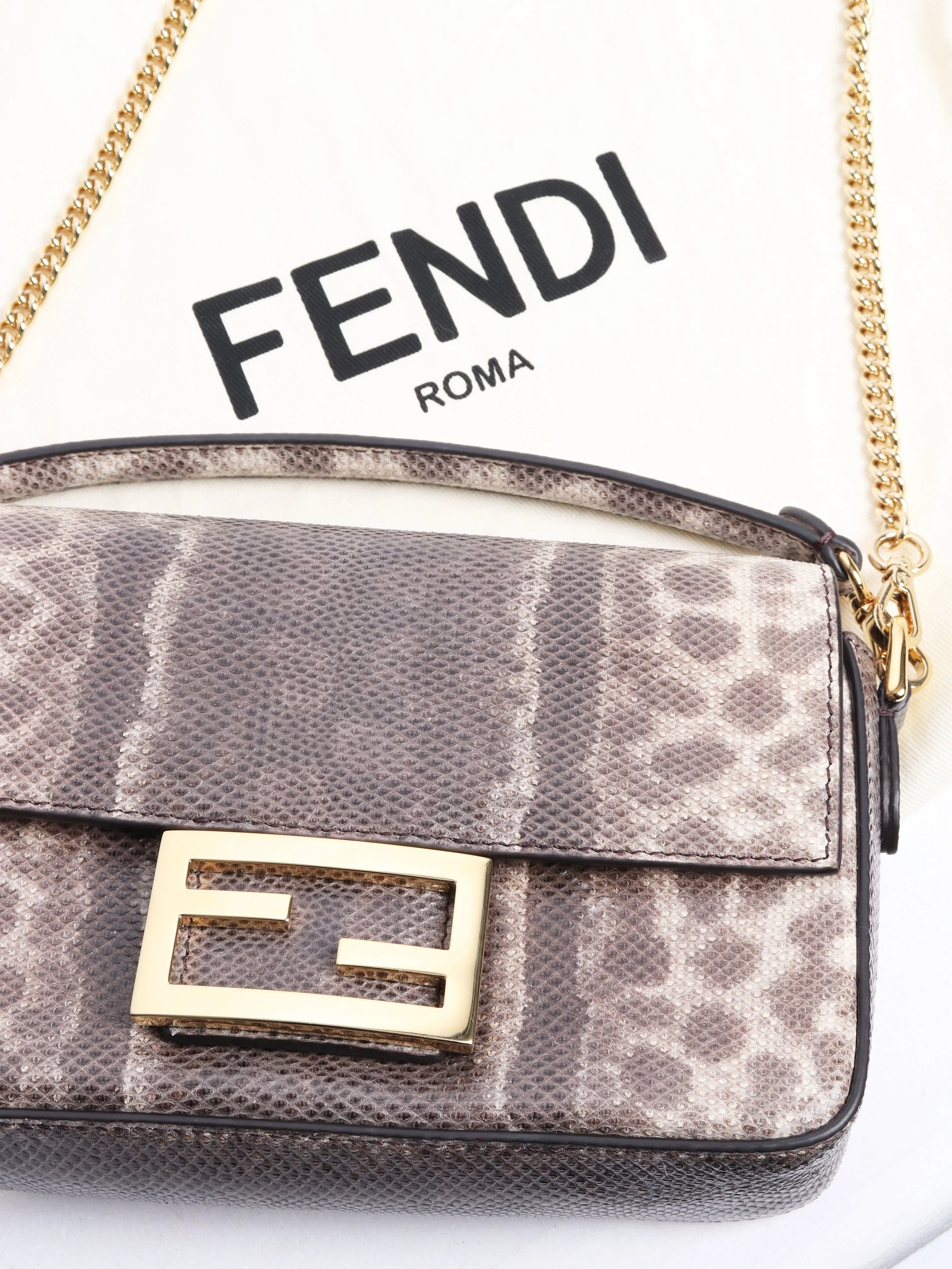 Brown snakeskin mini Baguette bag - Image 7