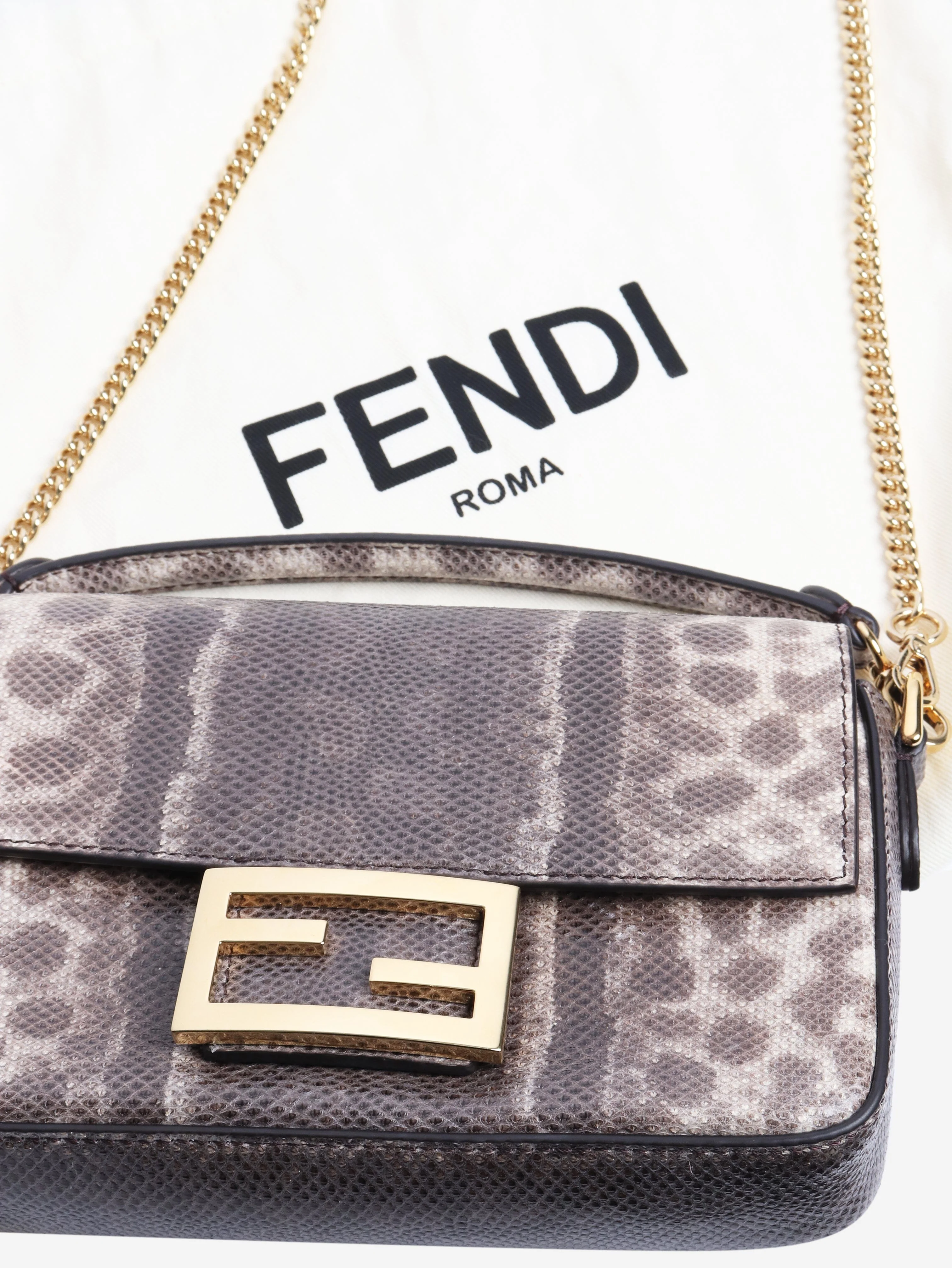 Brown snakeskin mini Baguette bag - Image 8