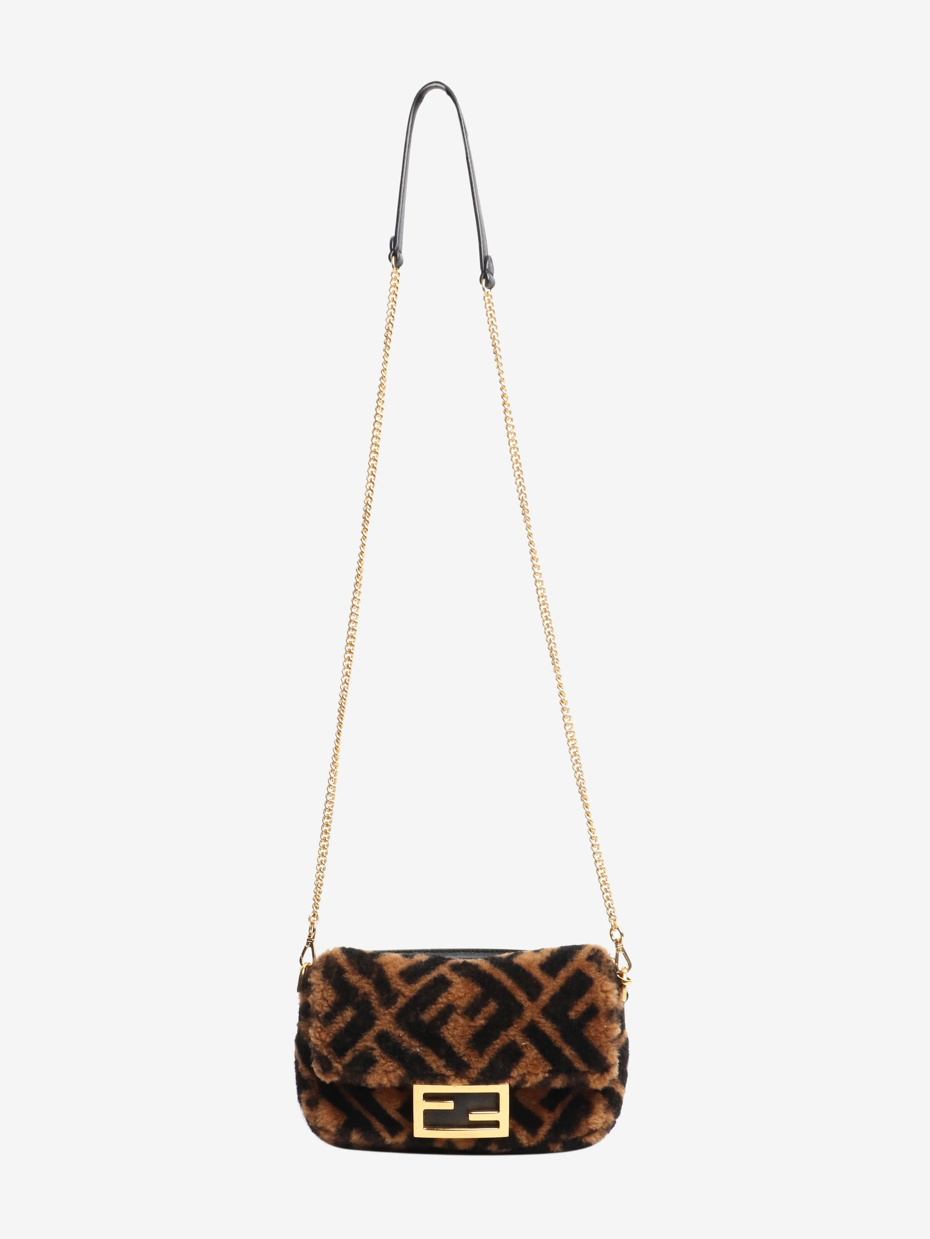 Brown teddy fleece Zucca Baguette bag - Image 2