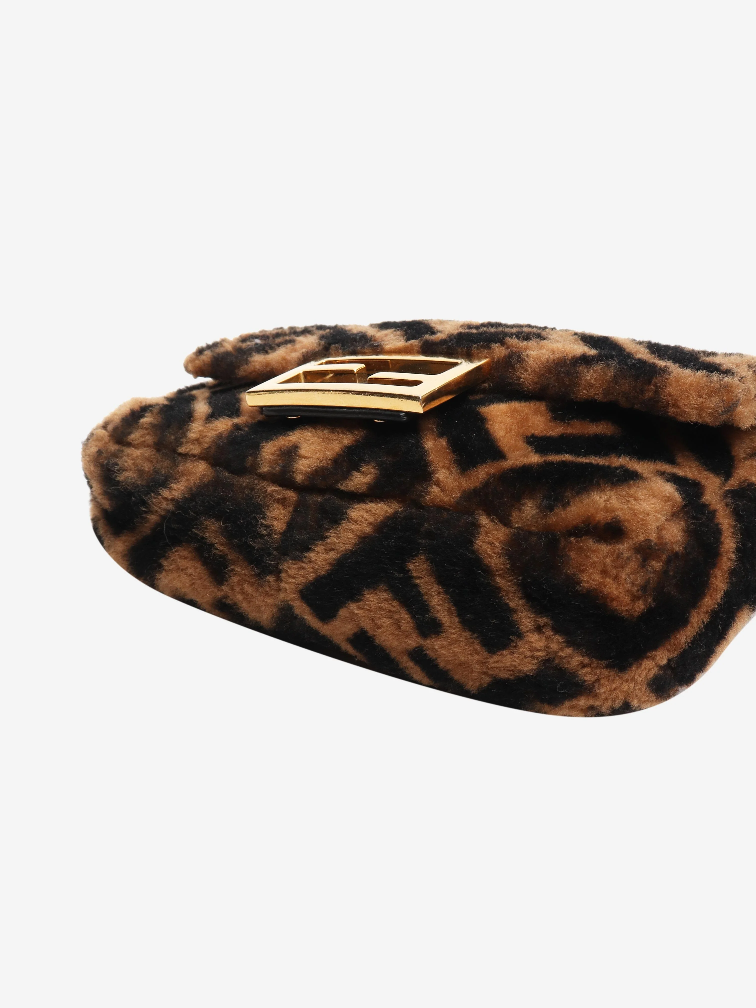 Brown teddy fleece Zucca Baguette bag - Image 5