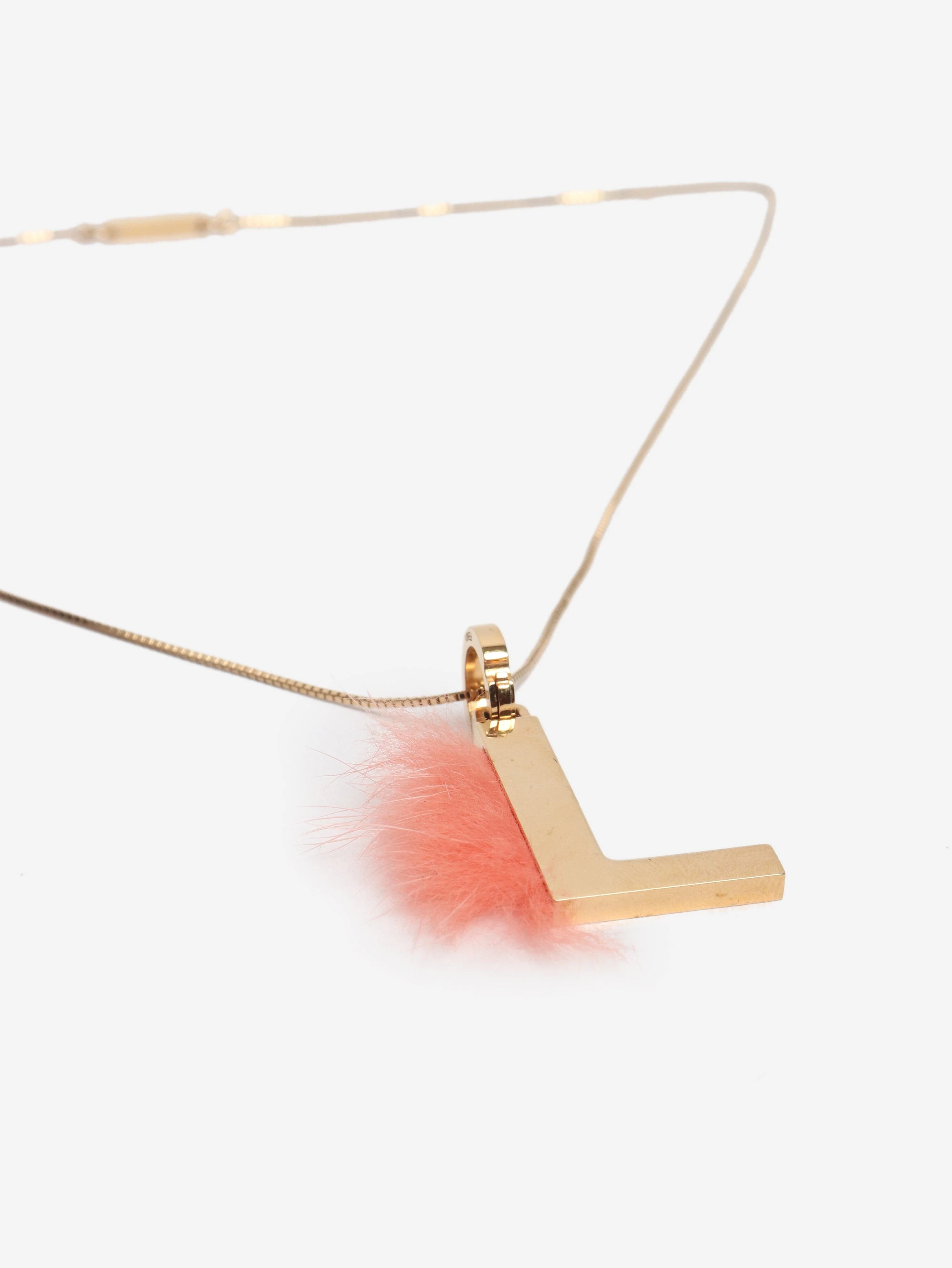 Fendi Gold fur letter 'J' pendant necklace - Image 2
