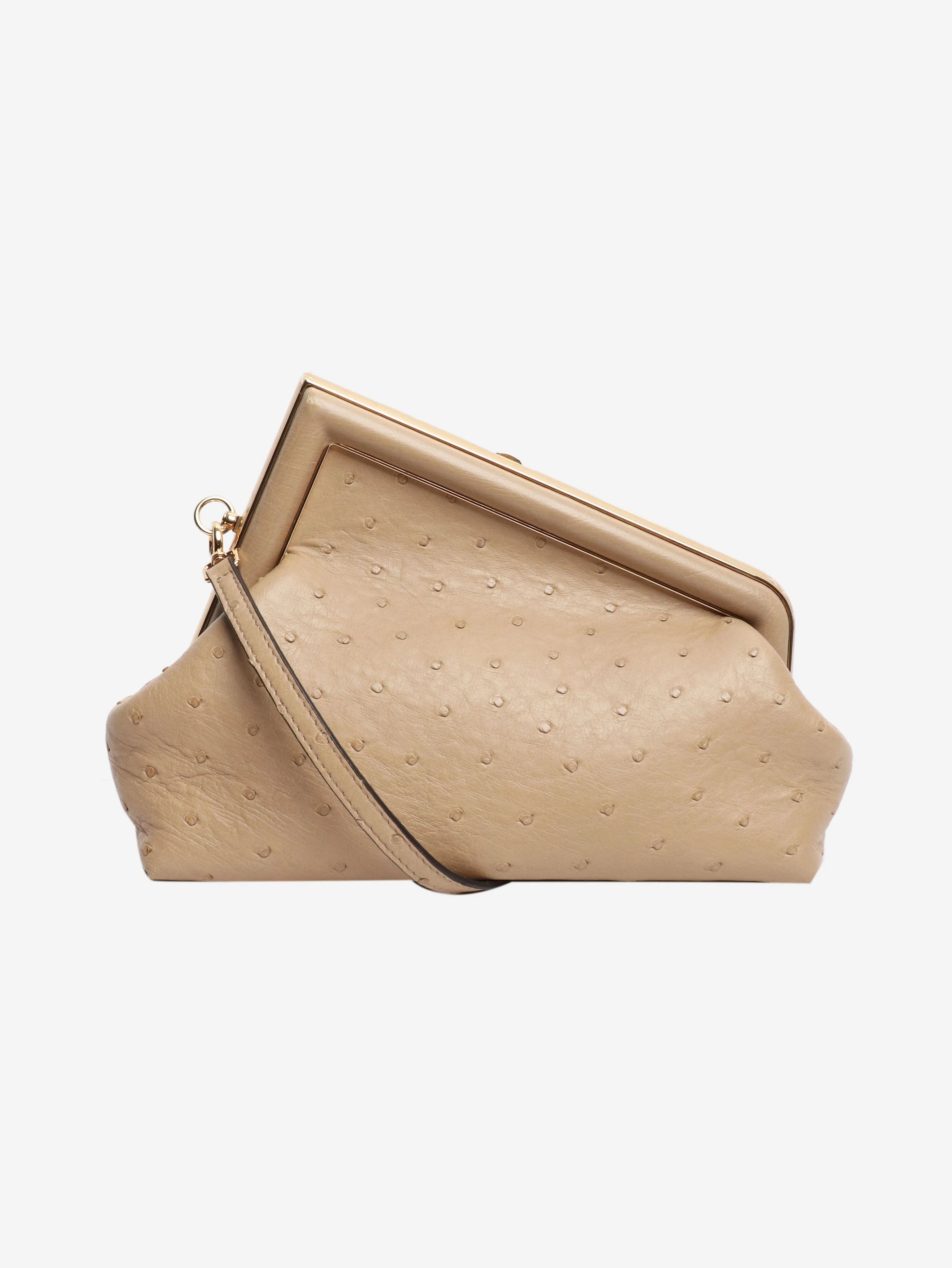 Neutral First Ostrich clasp clutch bag