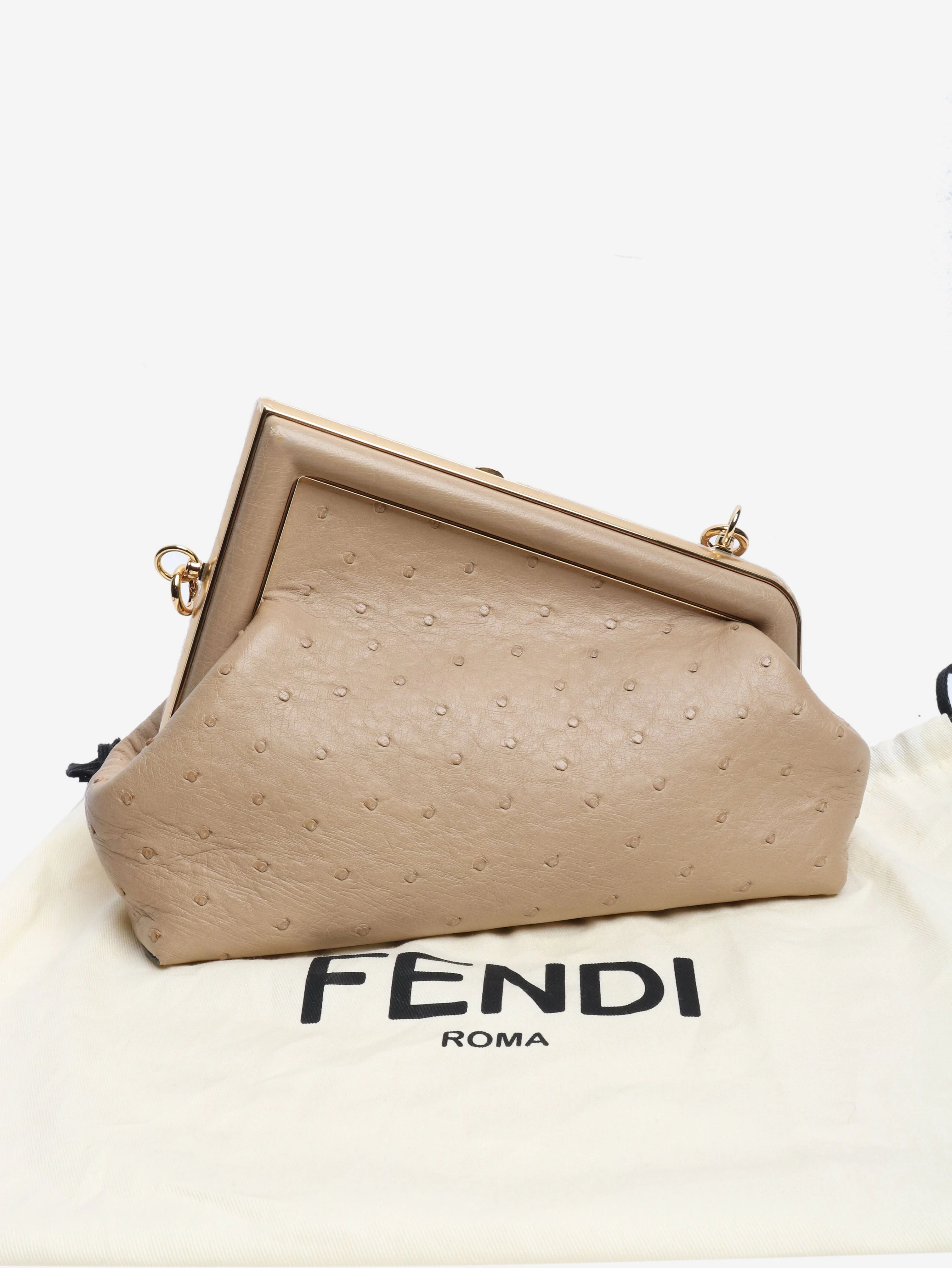 Neutral First Ostrich clasp clutch bag - Image 9