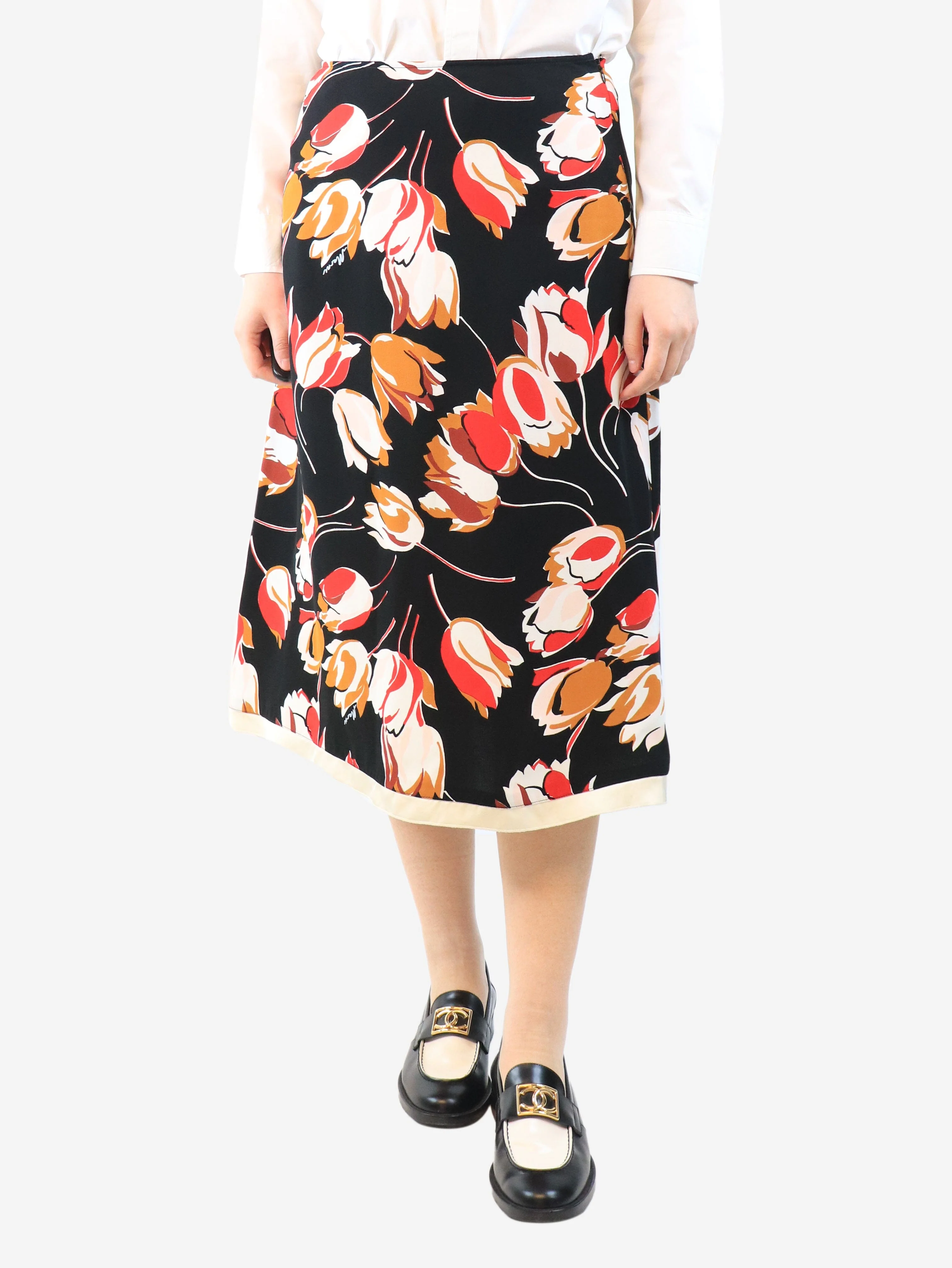 Floral midi skirt - size UK 14