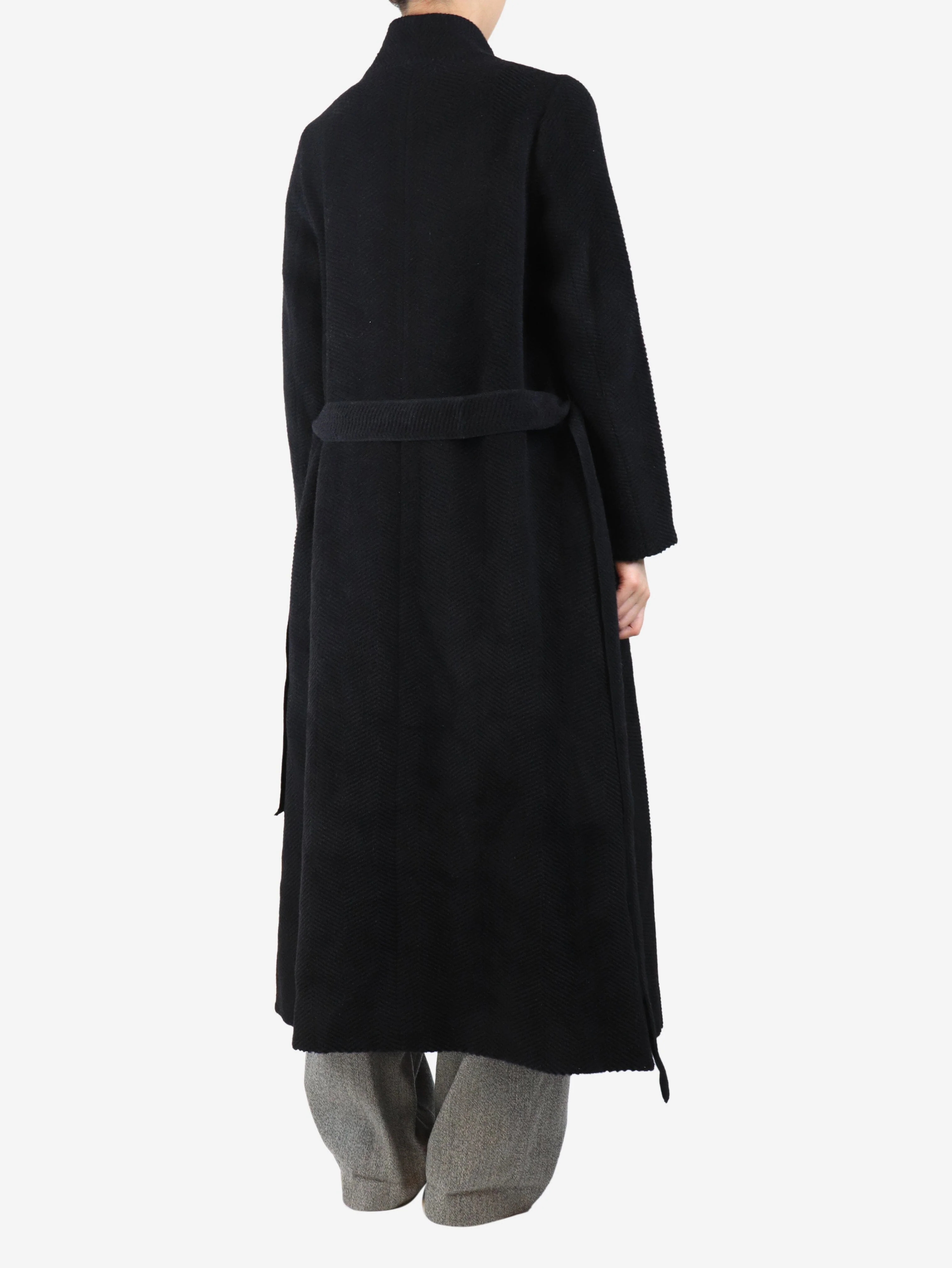 Black alpaca and wool-blend coat - size UK 8 - Image 2