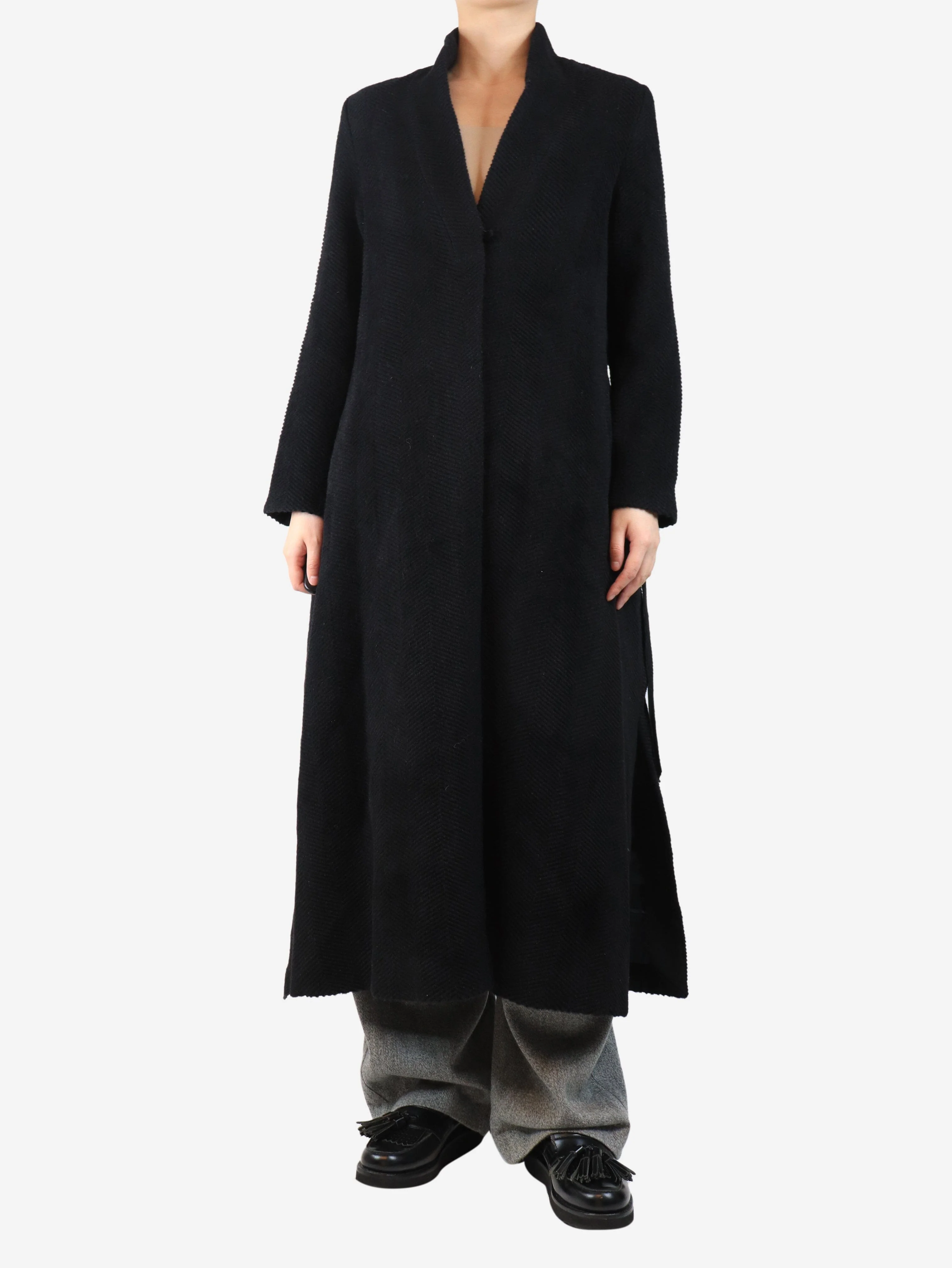 Black alpaca and wool-blend coat - size UK 8 - Image 3