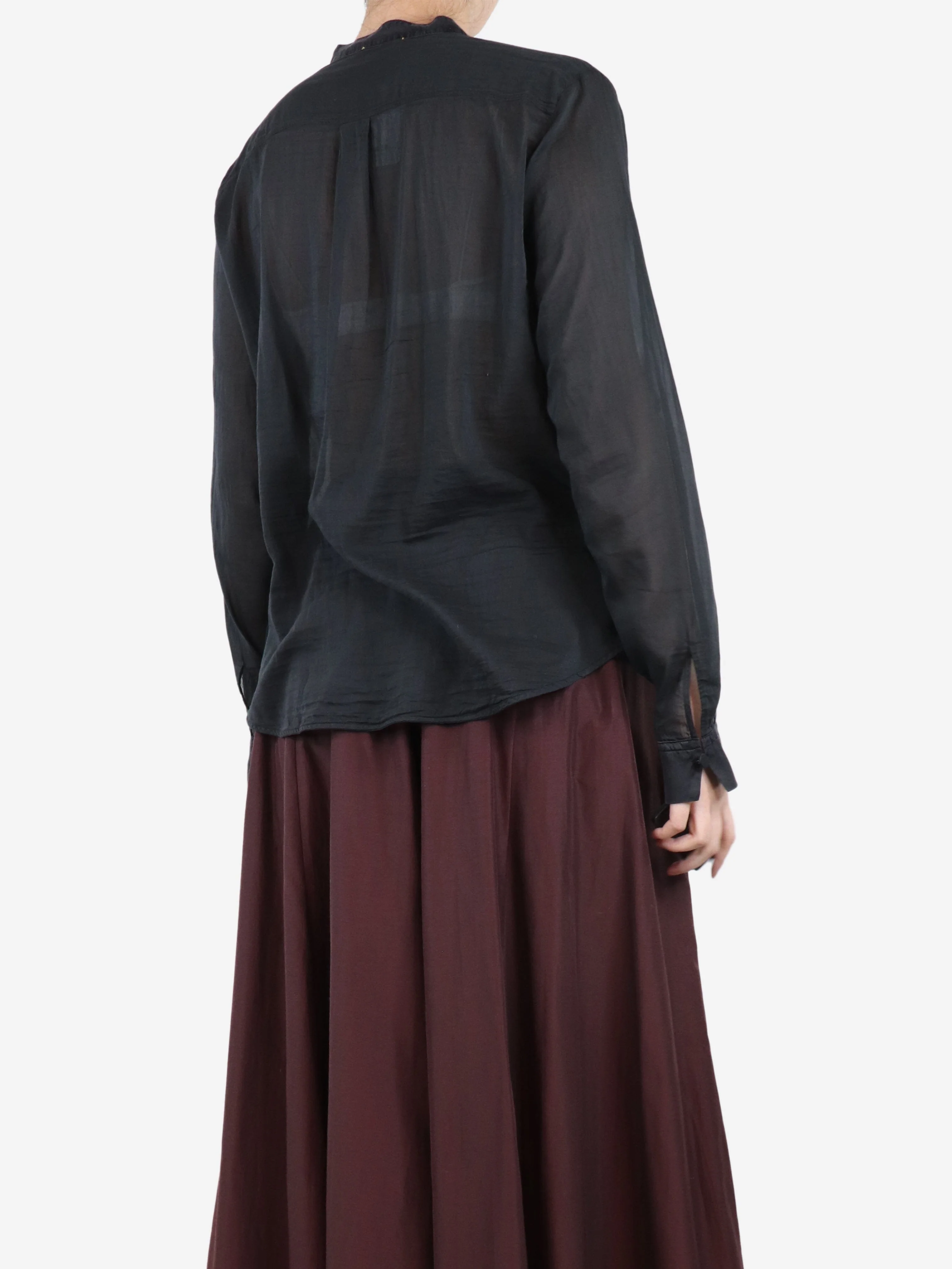 Black long-sleeved blouse - size UK 10 - Image 2