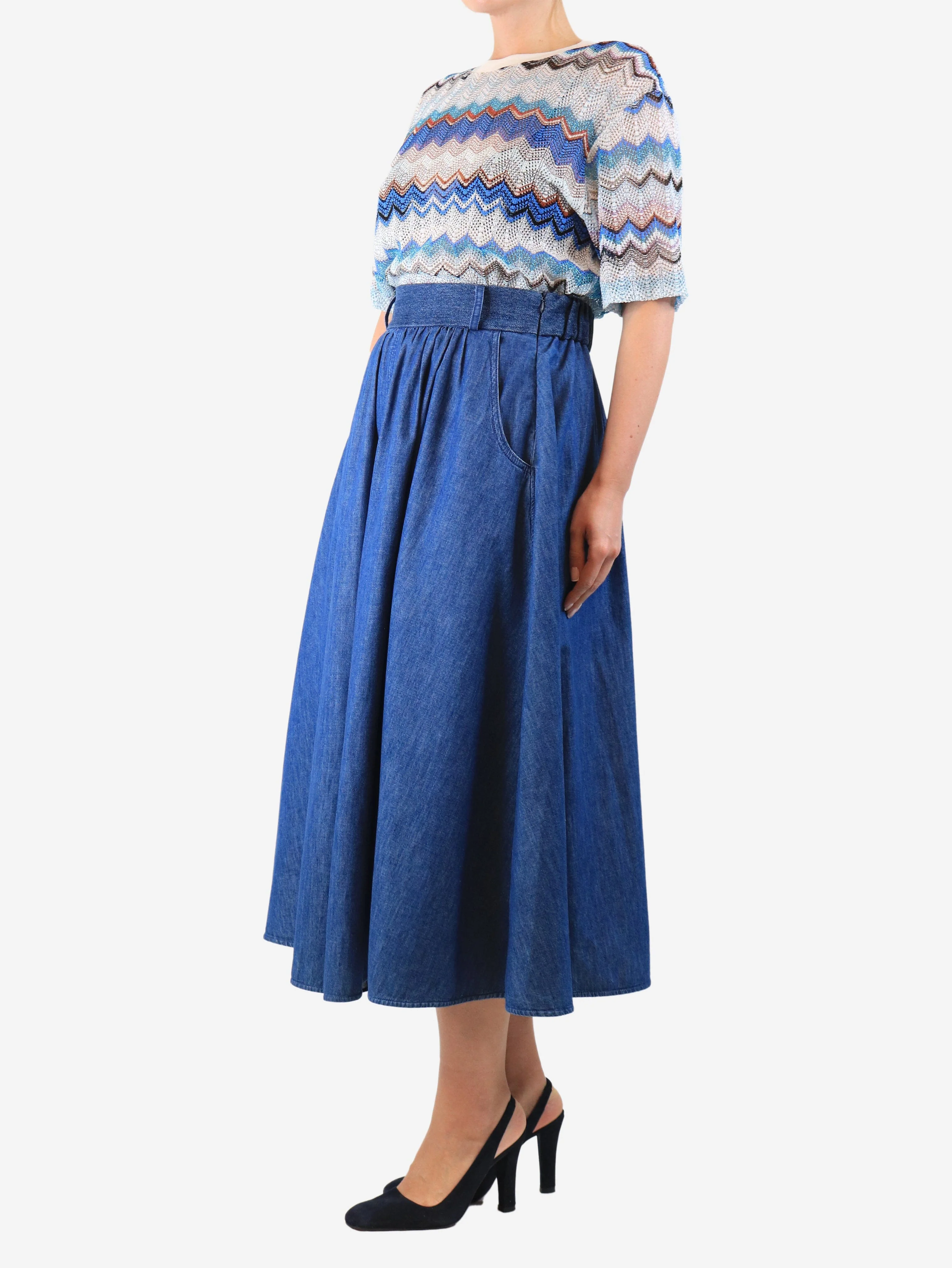 Blue denim midi skirt - size UK 10 - Image 2