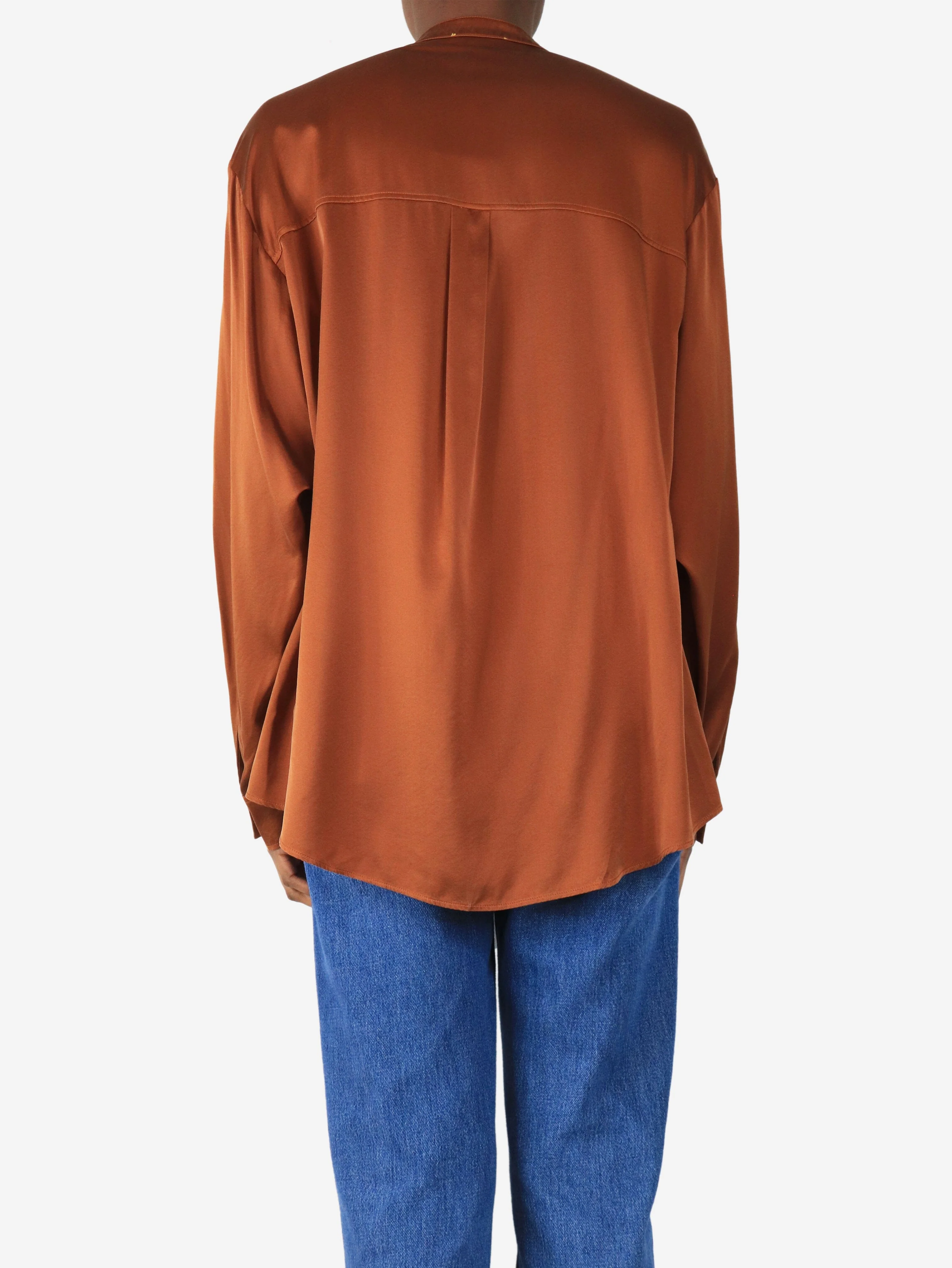 Brown silk blouse - size UK 8 - Image 2
