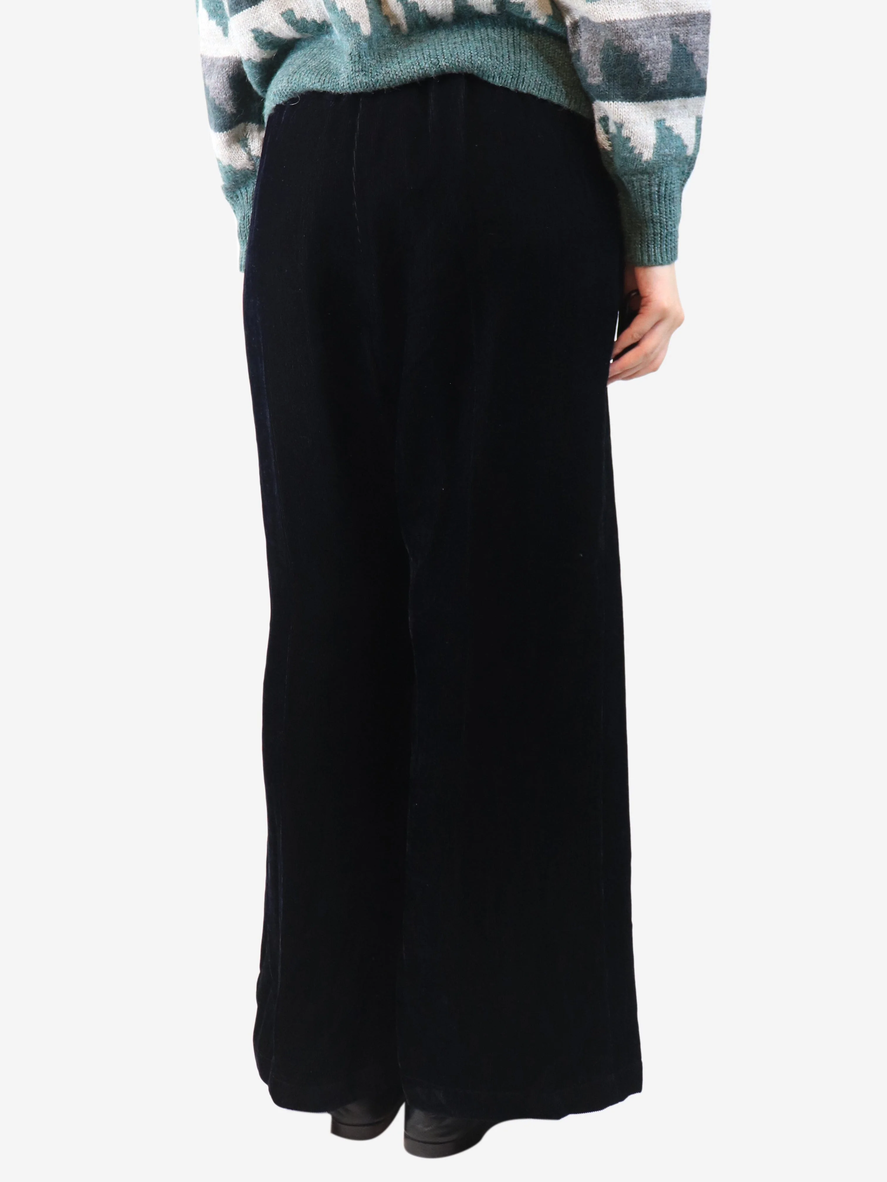 Navy elasticated corduroy trousers - size UK 14 - Image 3