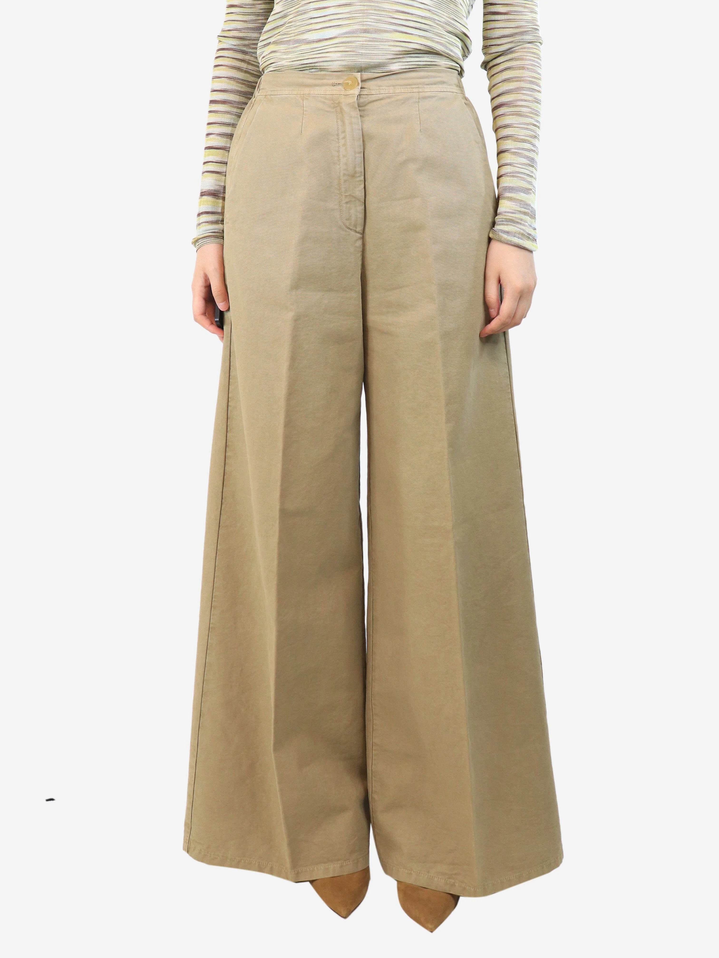 Neutral straight leg trousers - size UK 10