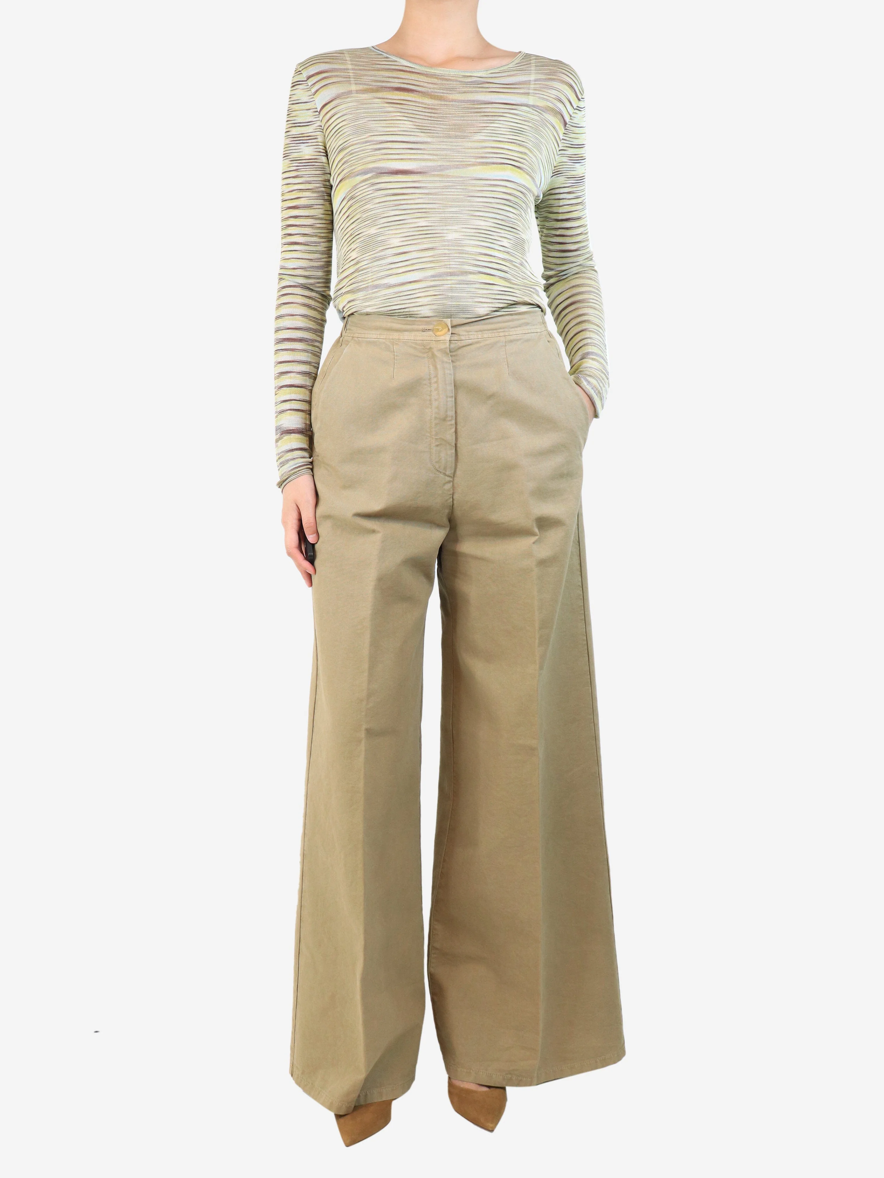 Neutral straight leg trousers - size UK 10 - Image 2