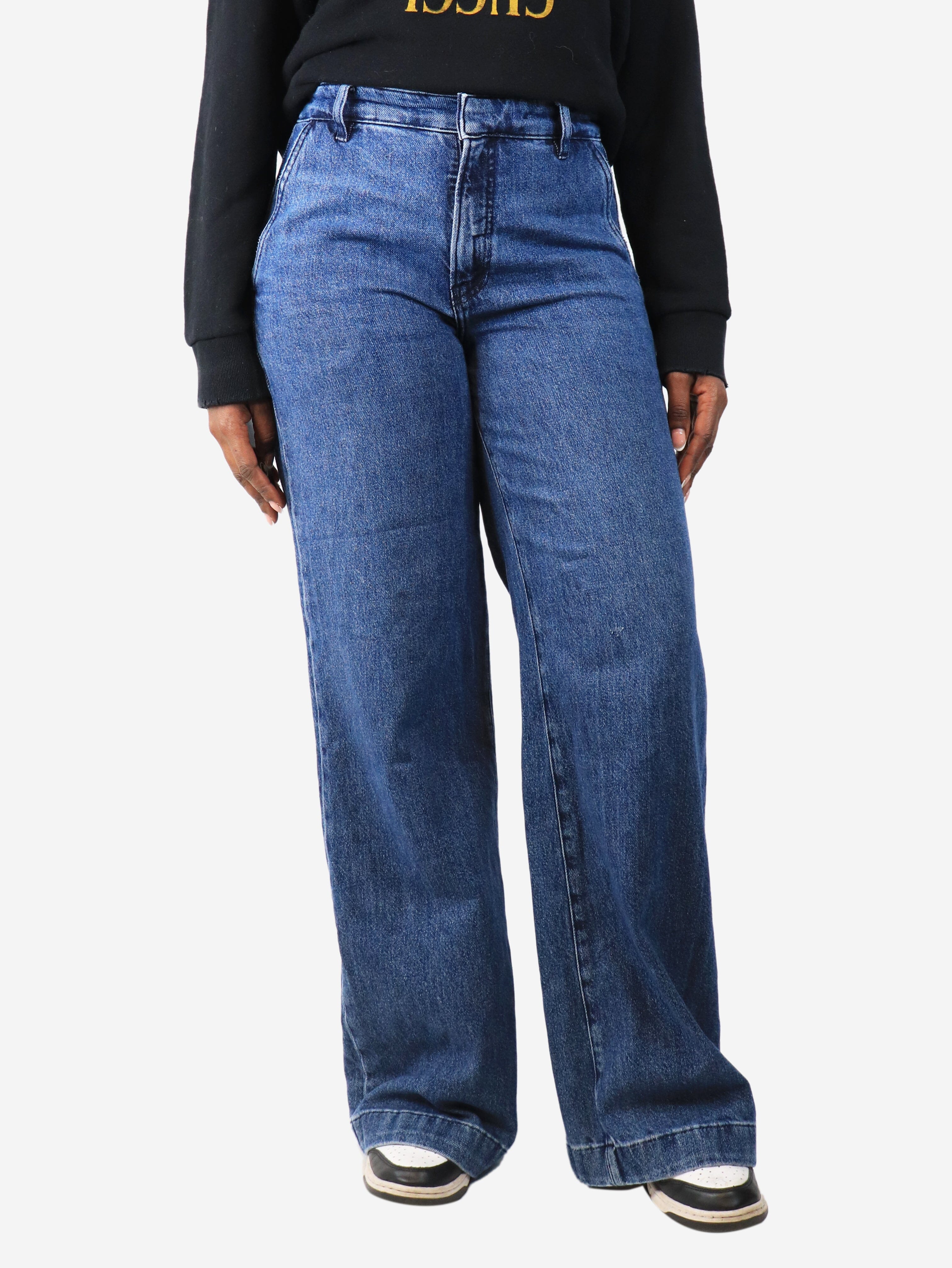Blue wide leg jeans - size UK 10