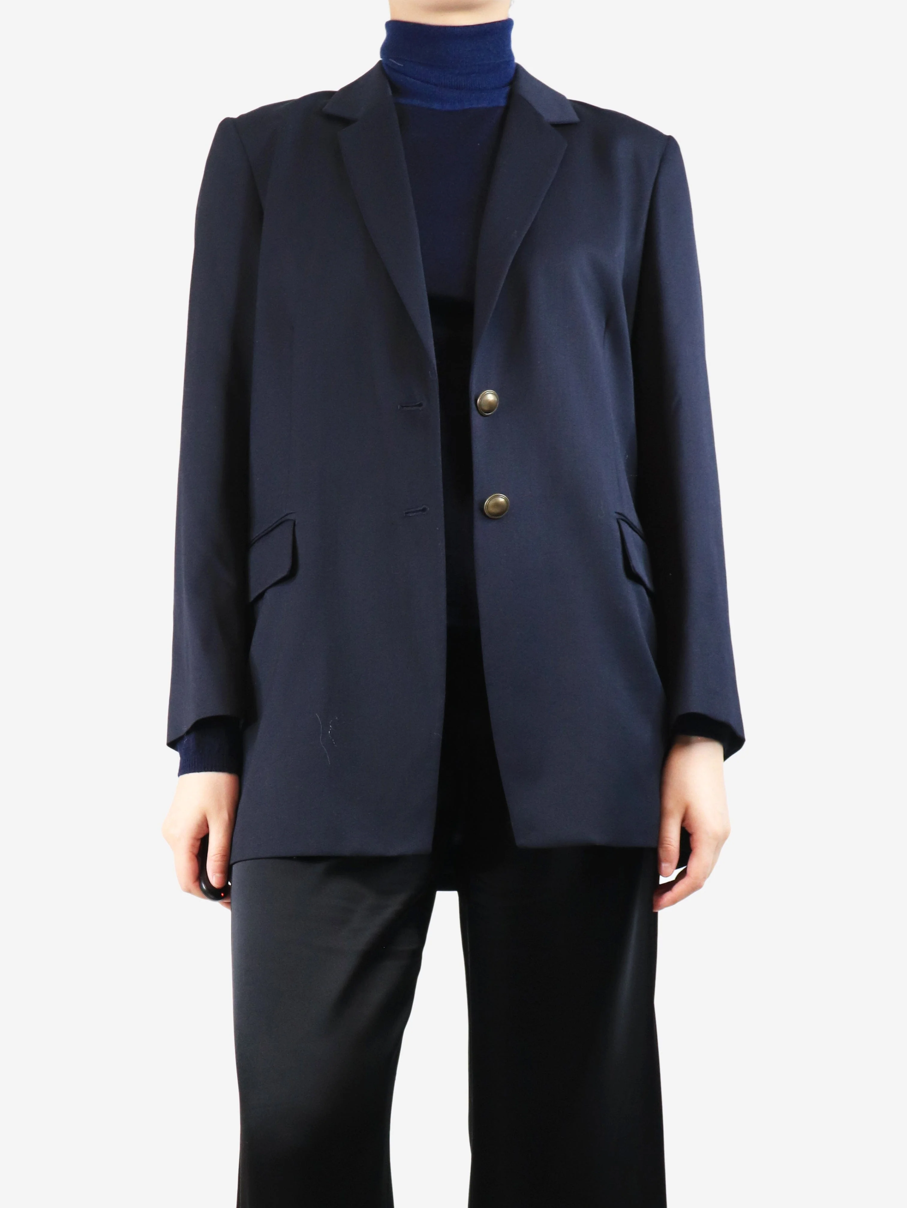 Navy wool-blend blazer - size S - Image 3