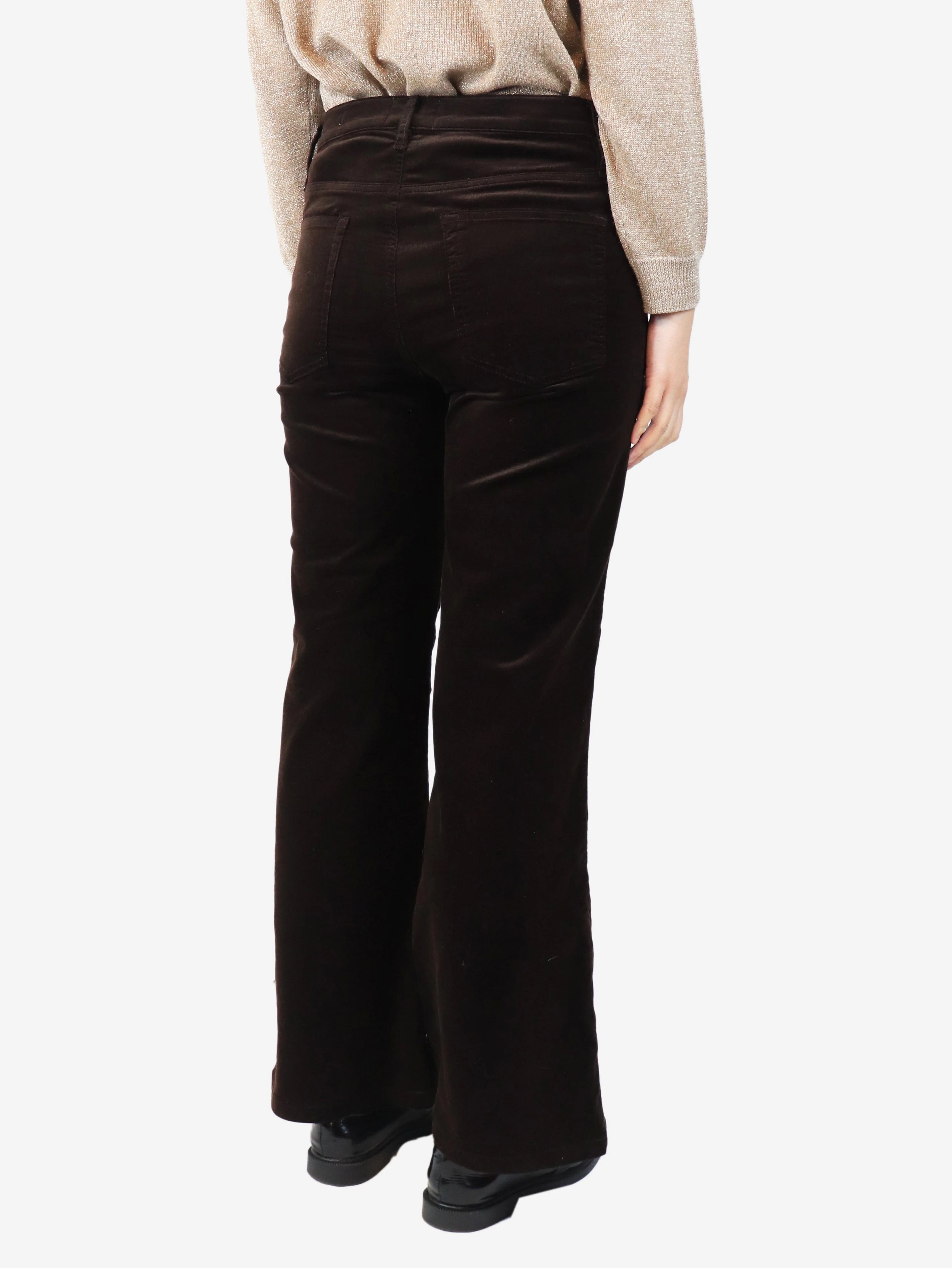 Brown corduroy flare trousers - size UK 12 - Image 3