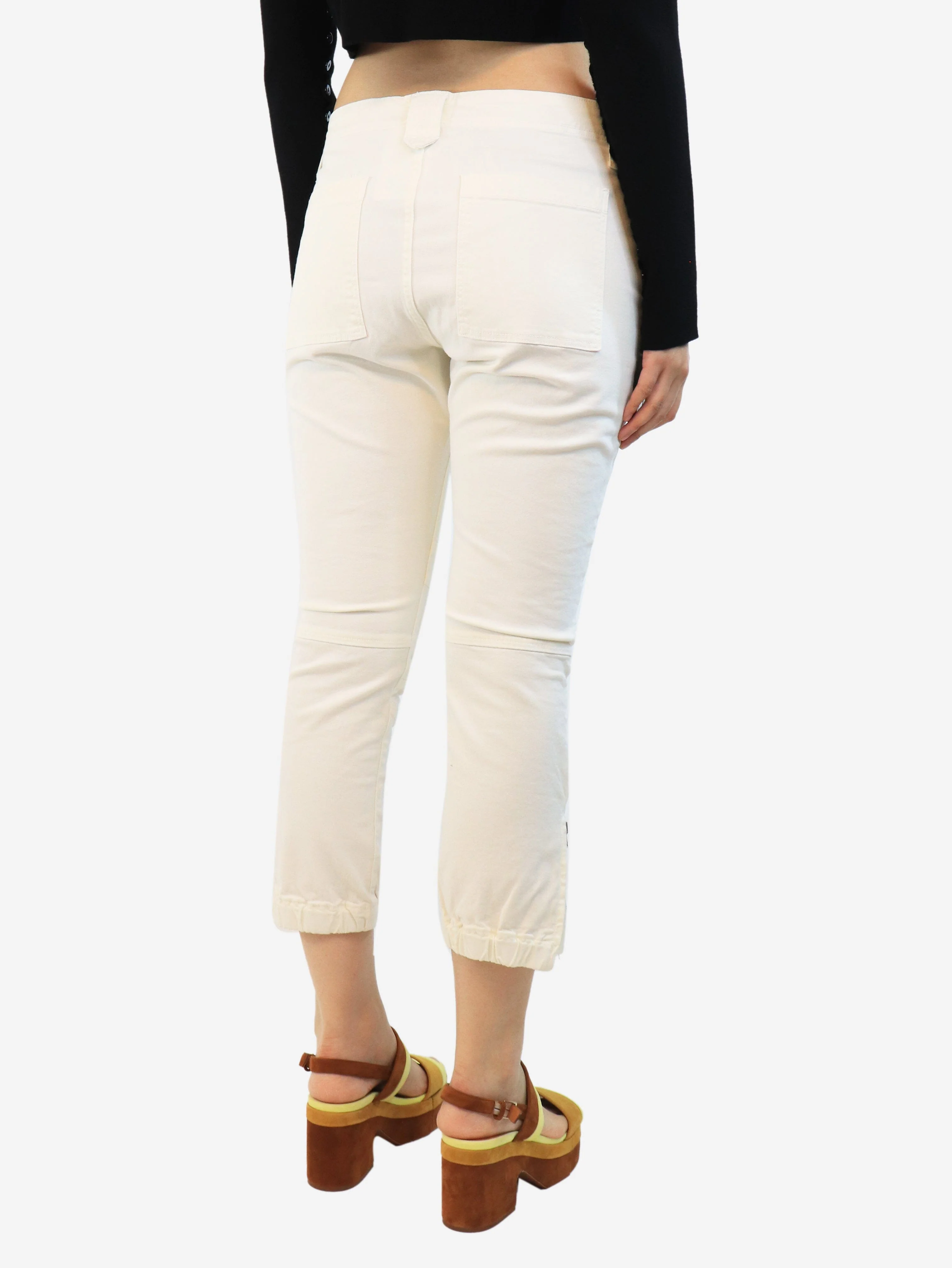 Cream panelled trousers - size UK 12 - Image 3
