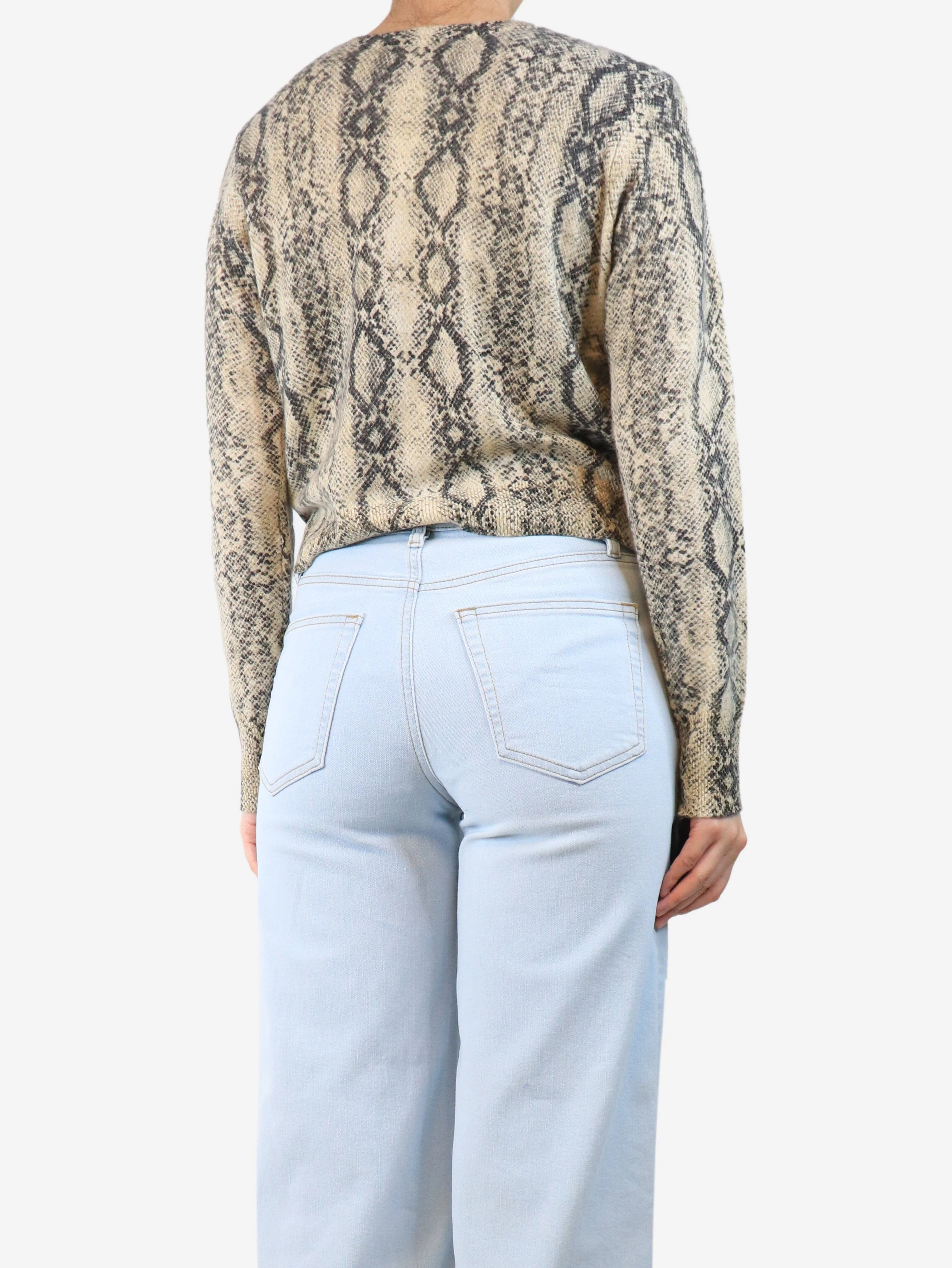 Cream snake print cardigan - size S - Image 2