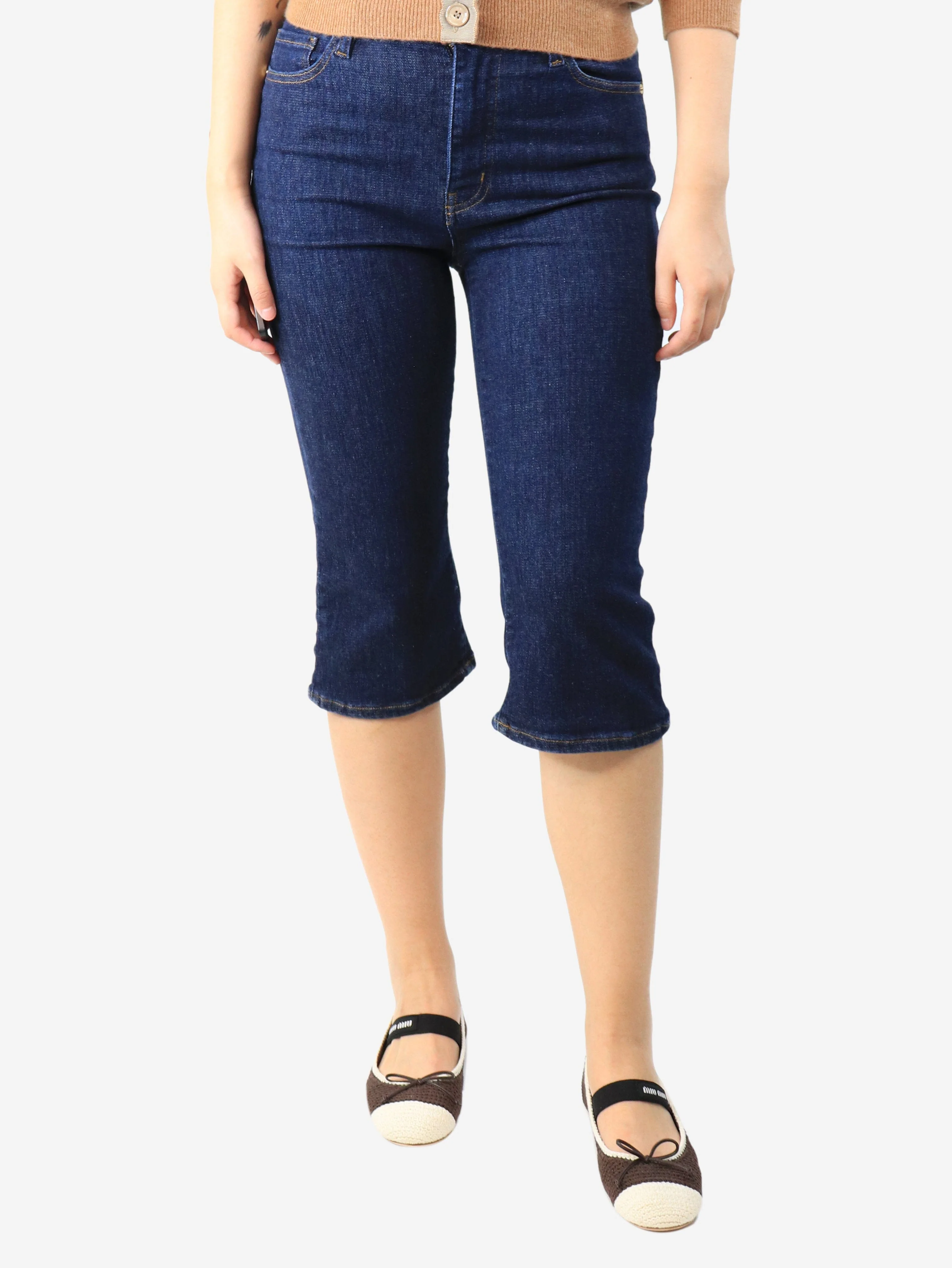 Dark blue cropped jeans - size UK 10