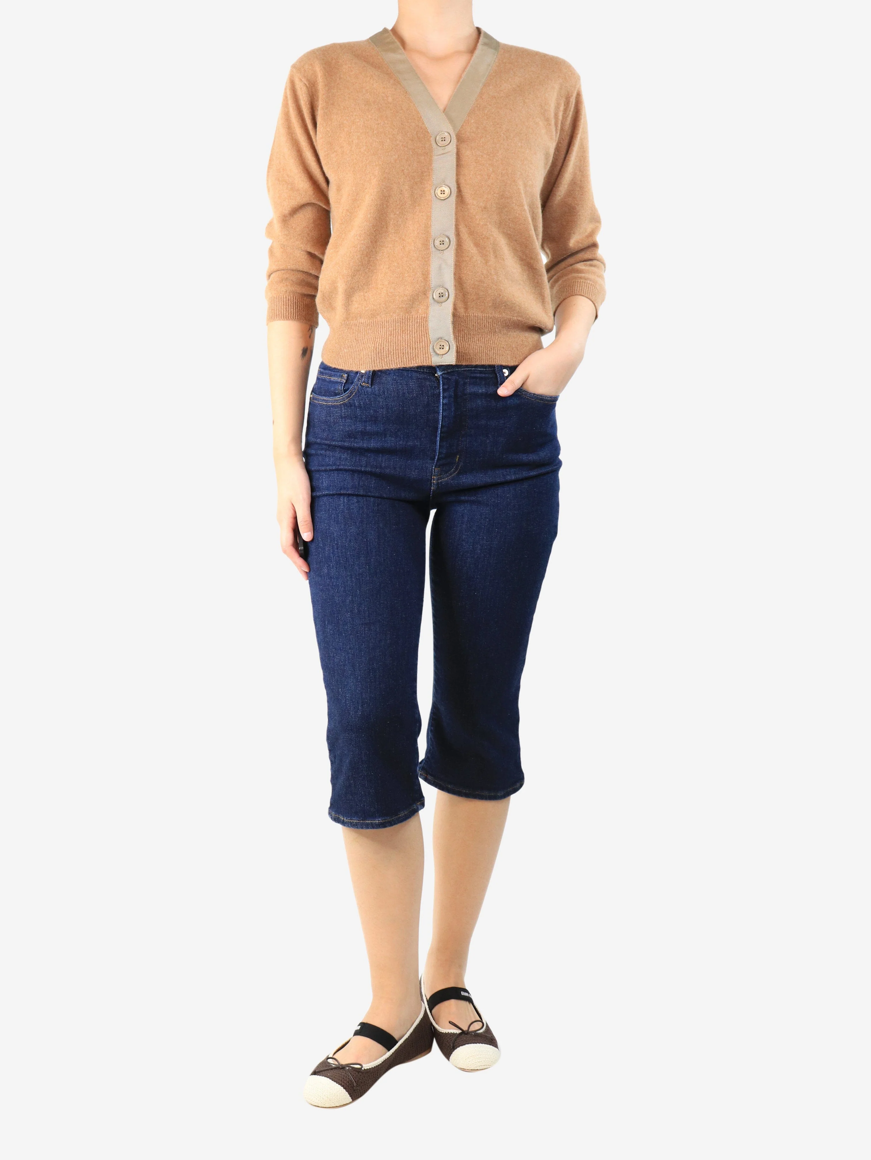 Dark blue cropped jeans - size UK 10 - Image 2