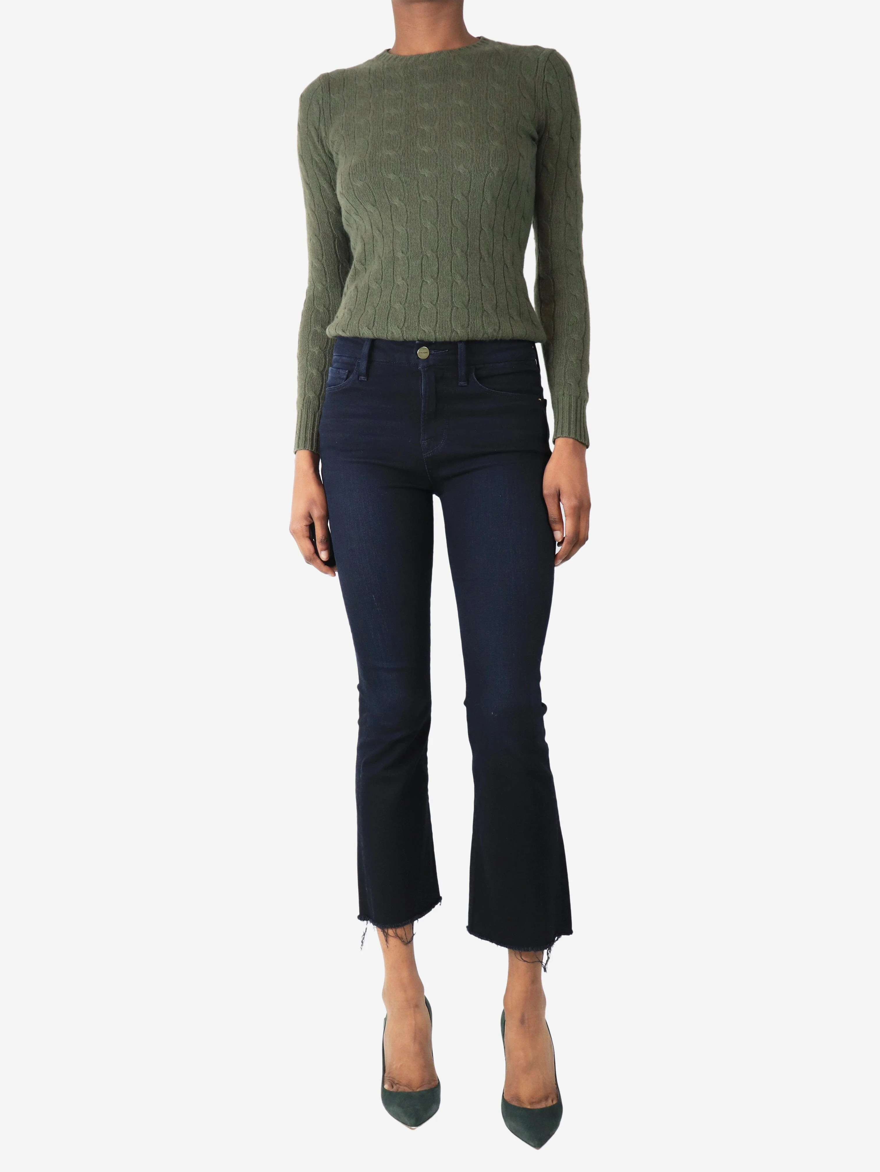 Dark indigo cropped bootcut jeans - size UK 6 - Image 2