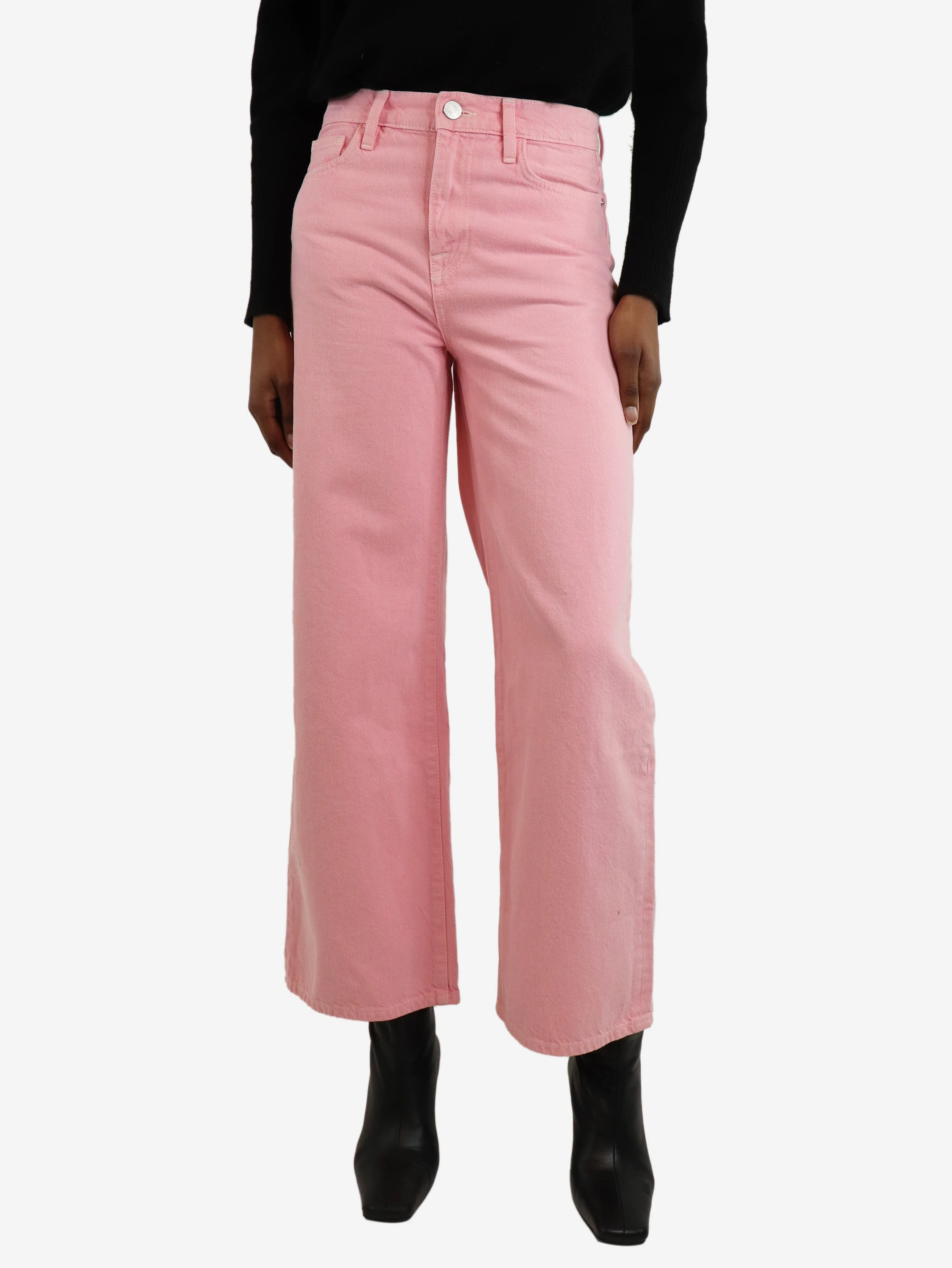 Pink le jane wide-leg crop jeans - size UK 6