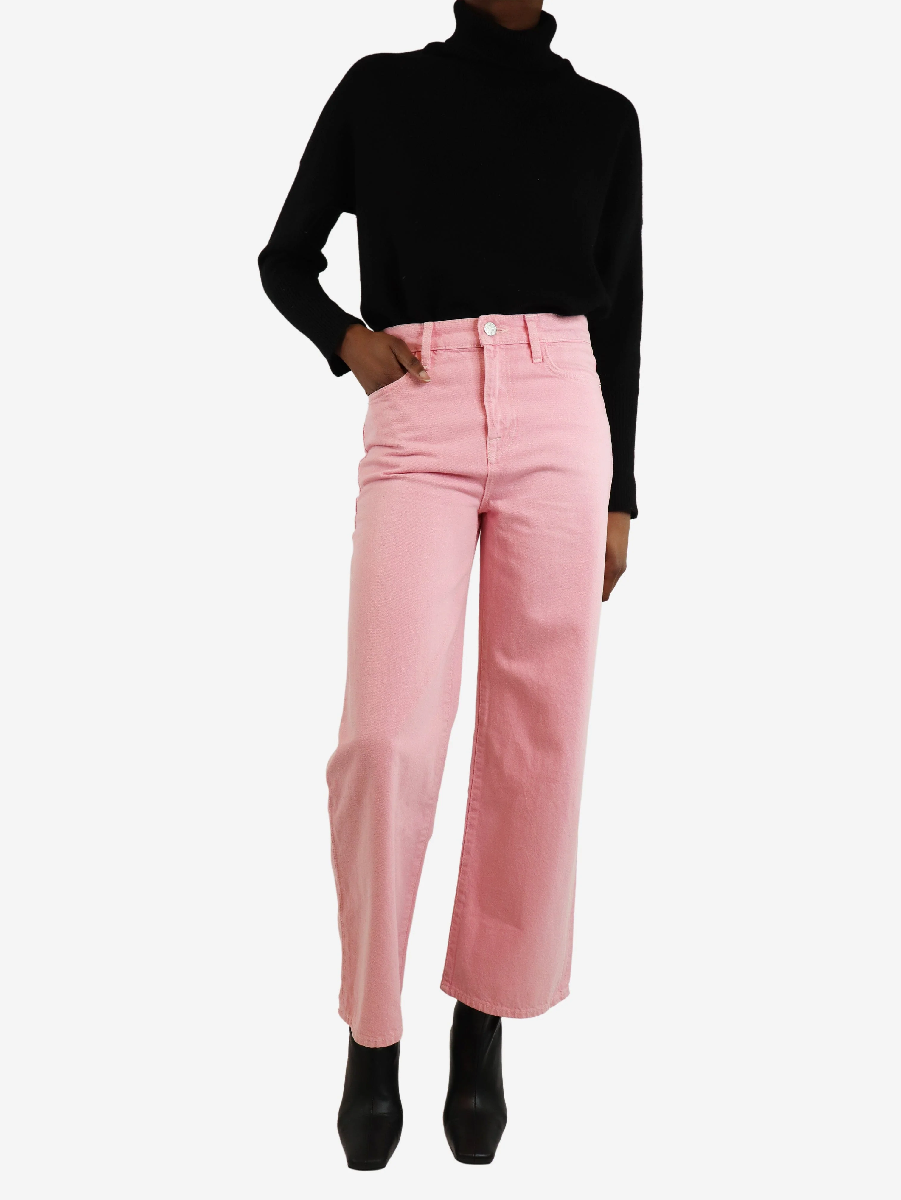 Pink le jane wide-leg crop jeans - size UK 6 - Image 2