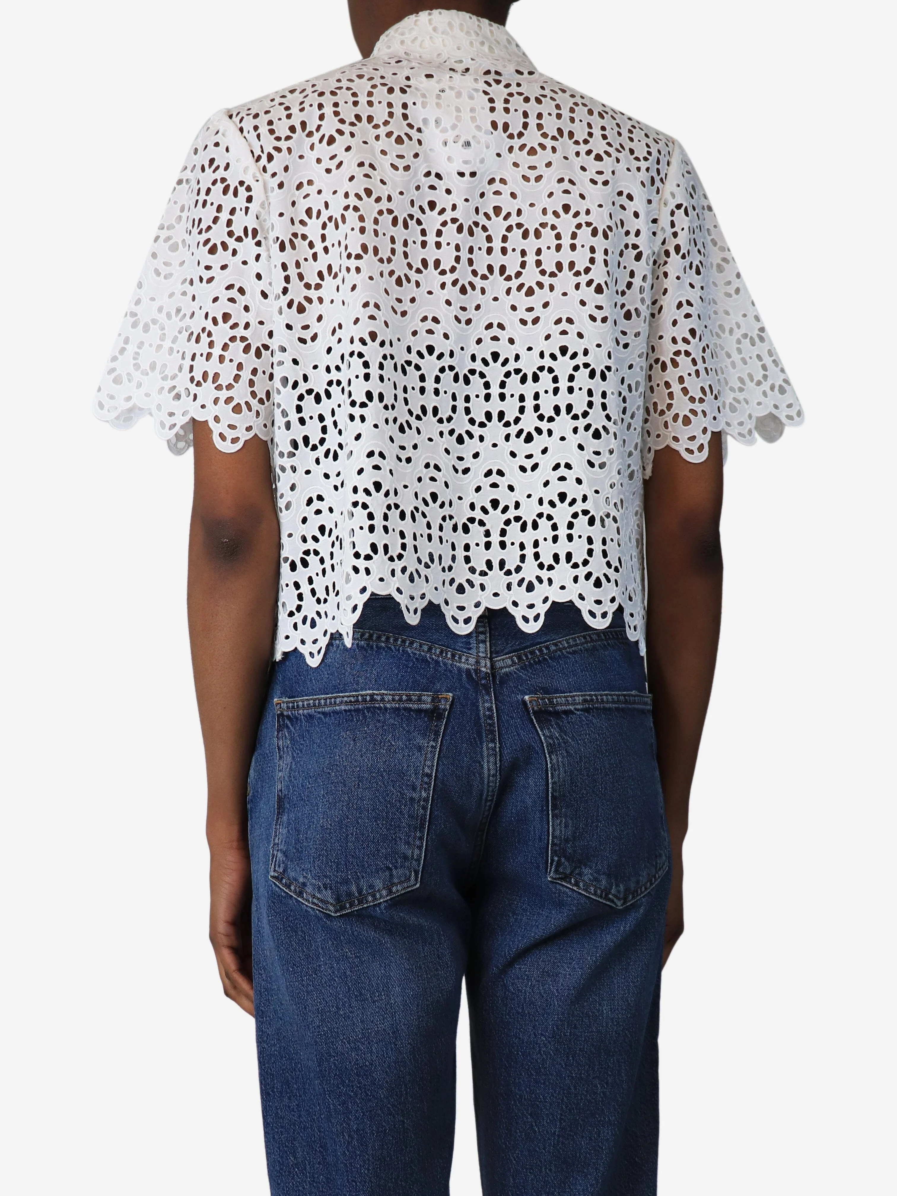 White broderie-anglaise shirt - size S - Image 2
