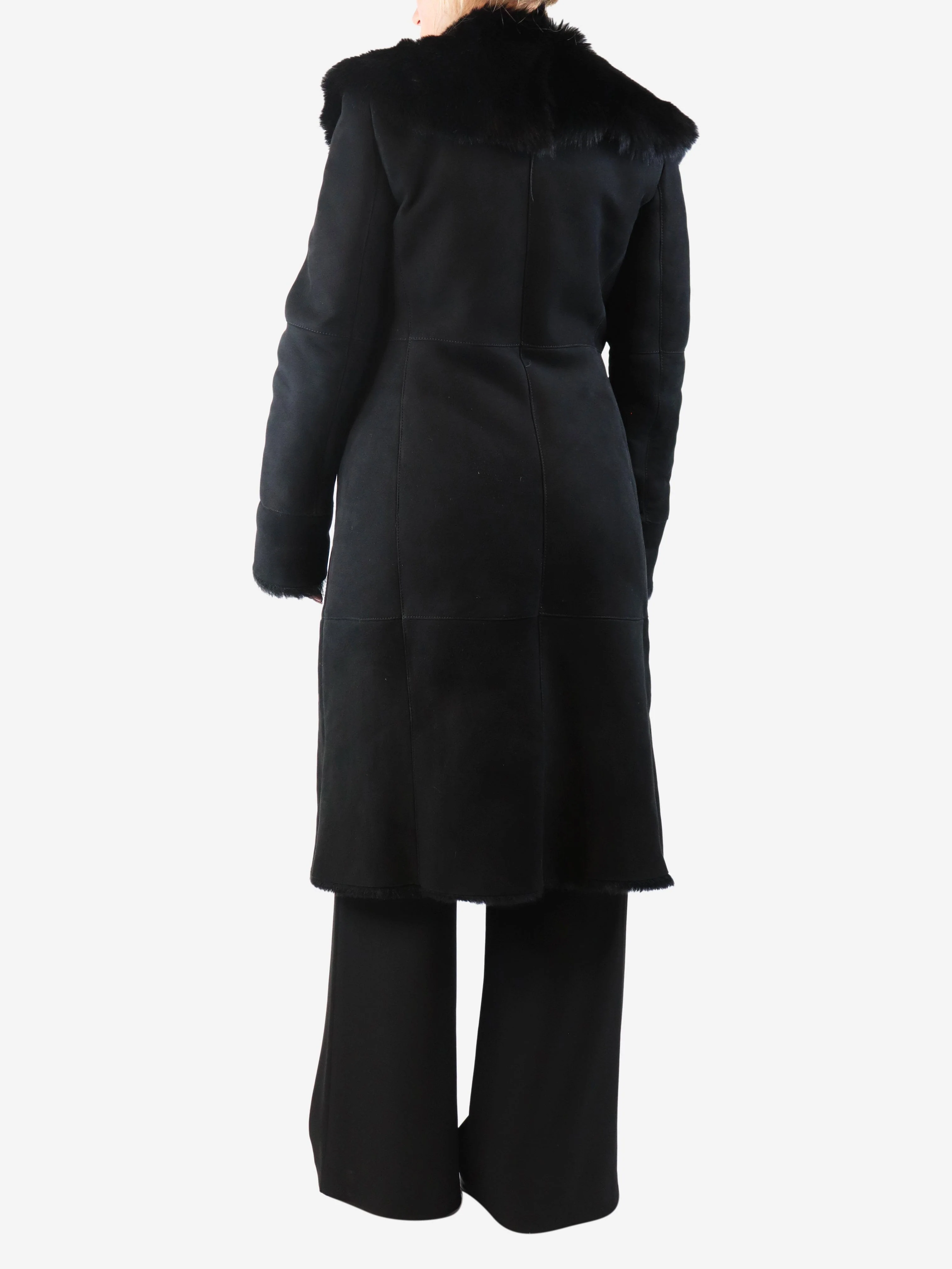 Black lambskin coat - size UK 12 - Image 4