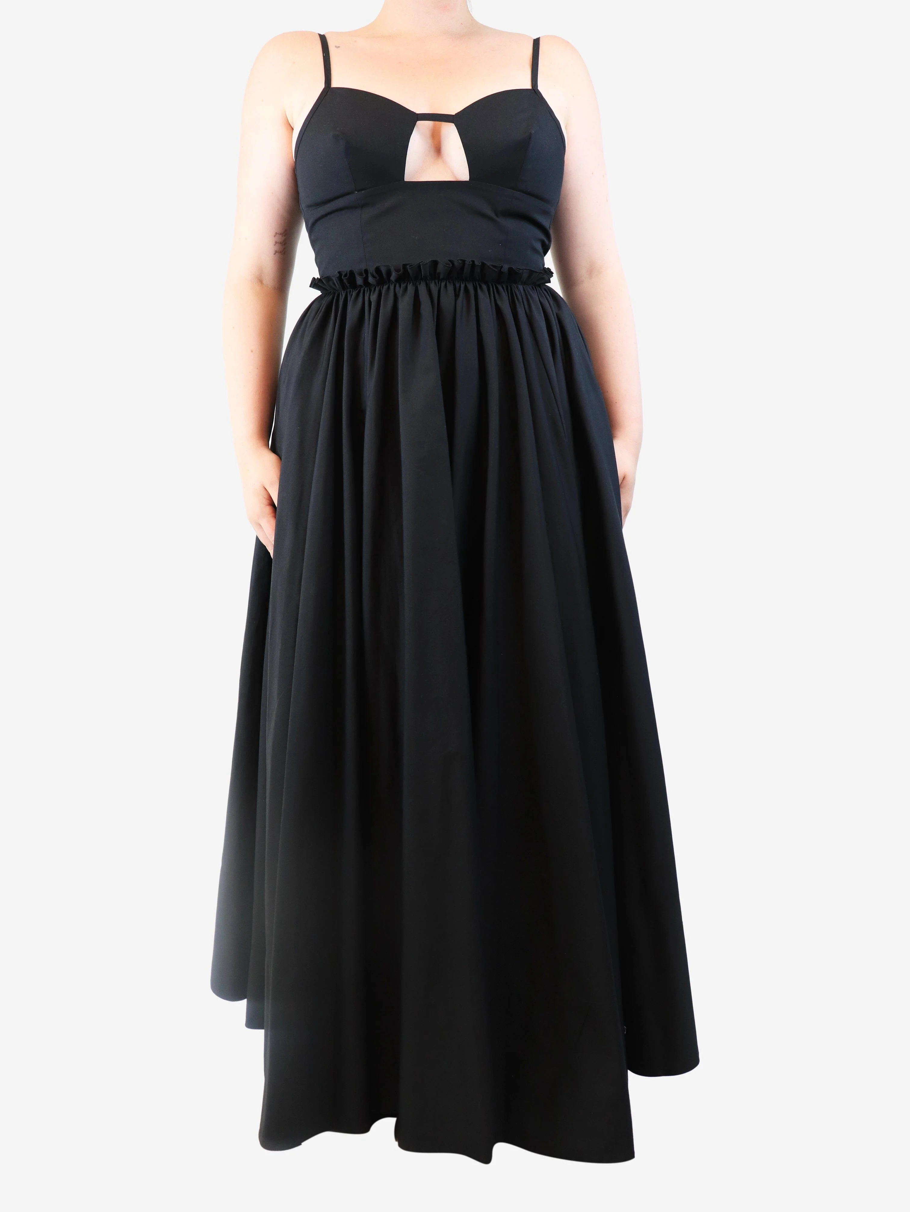 Black cotton-blend midi sundress - size UK 12