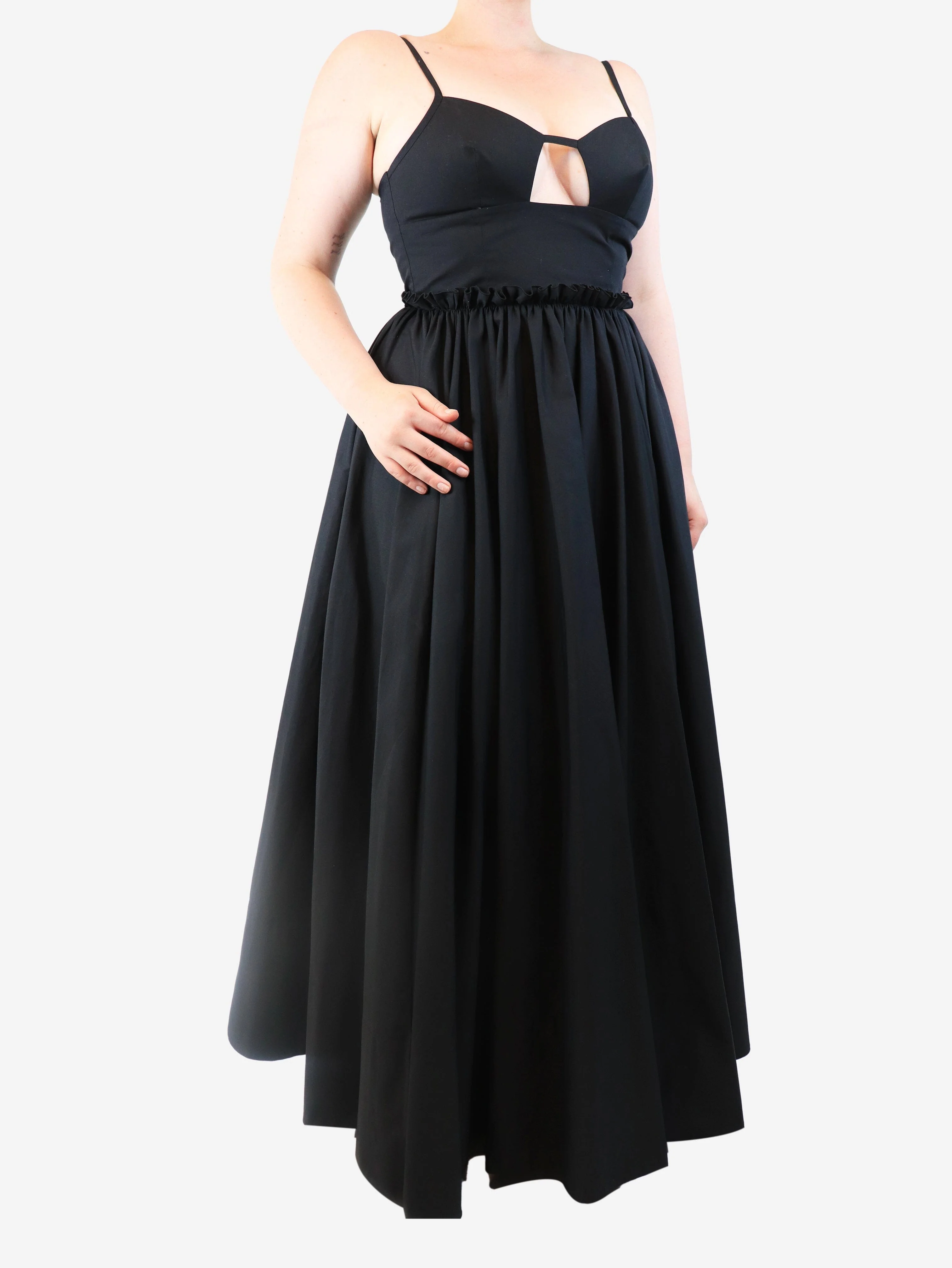 Black cotton-blend midi sundress - size UK 12 - Image 3