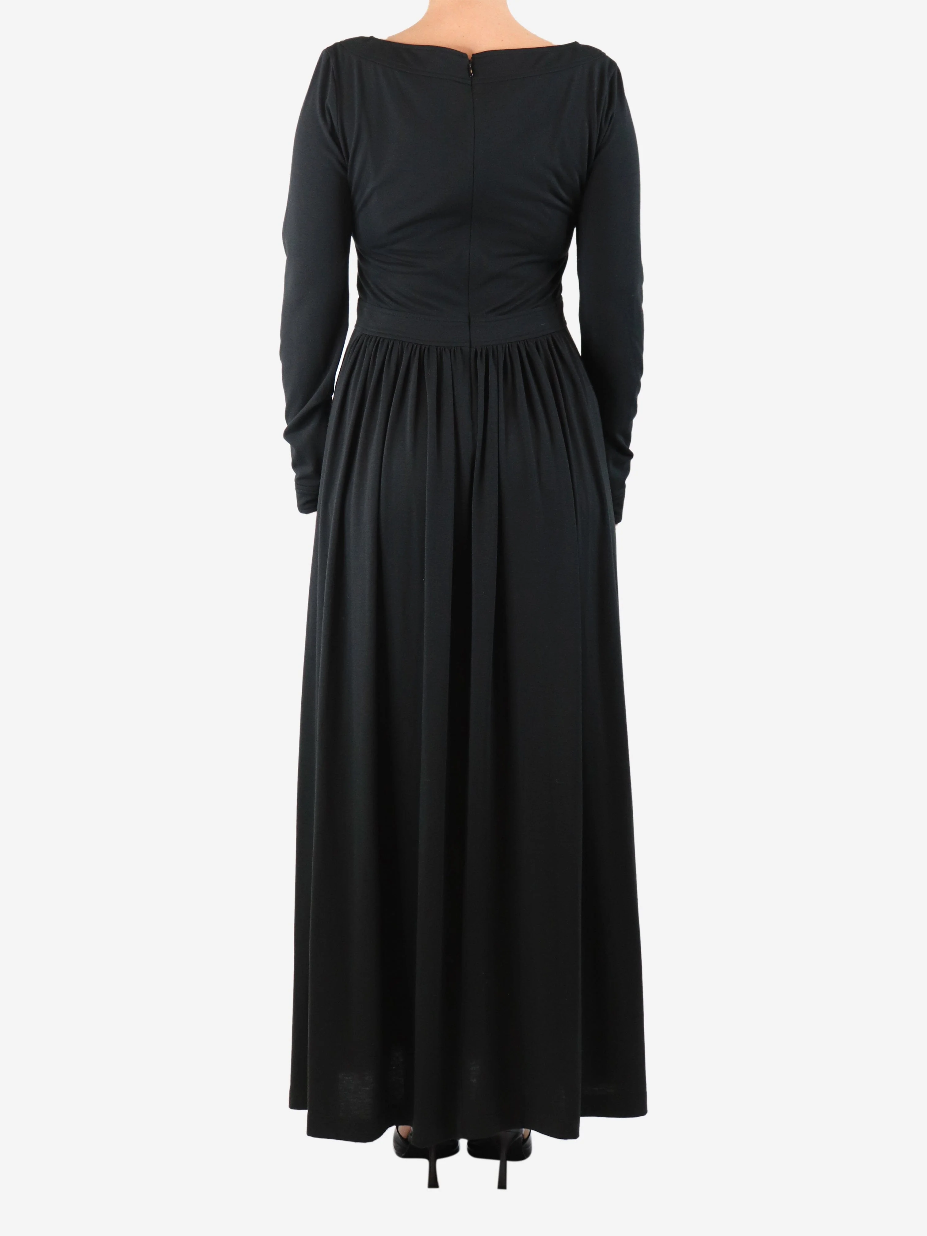 Black scoop-neck jersey dress - size UK 10 - Image 2