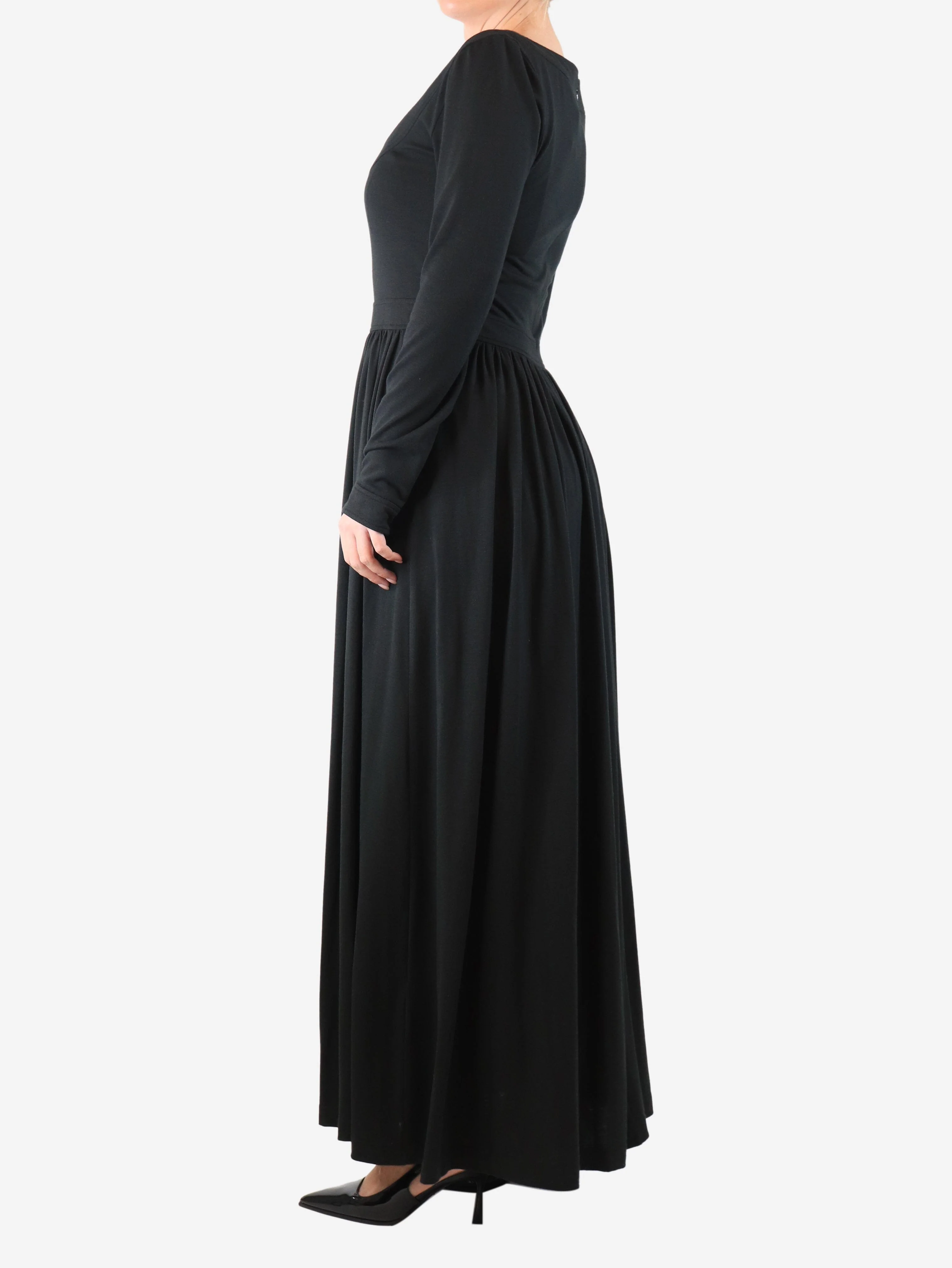 Black scoop-neck jersey dress - size UK 10 - Image 3