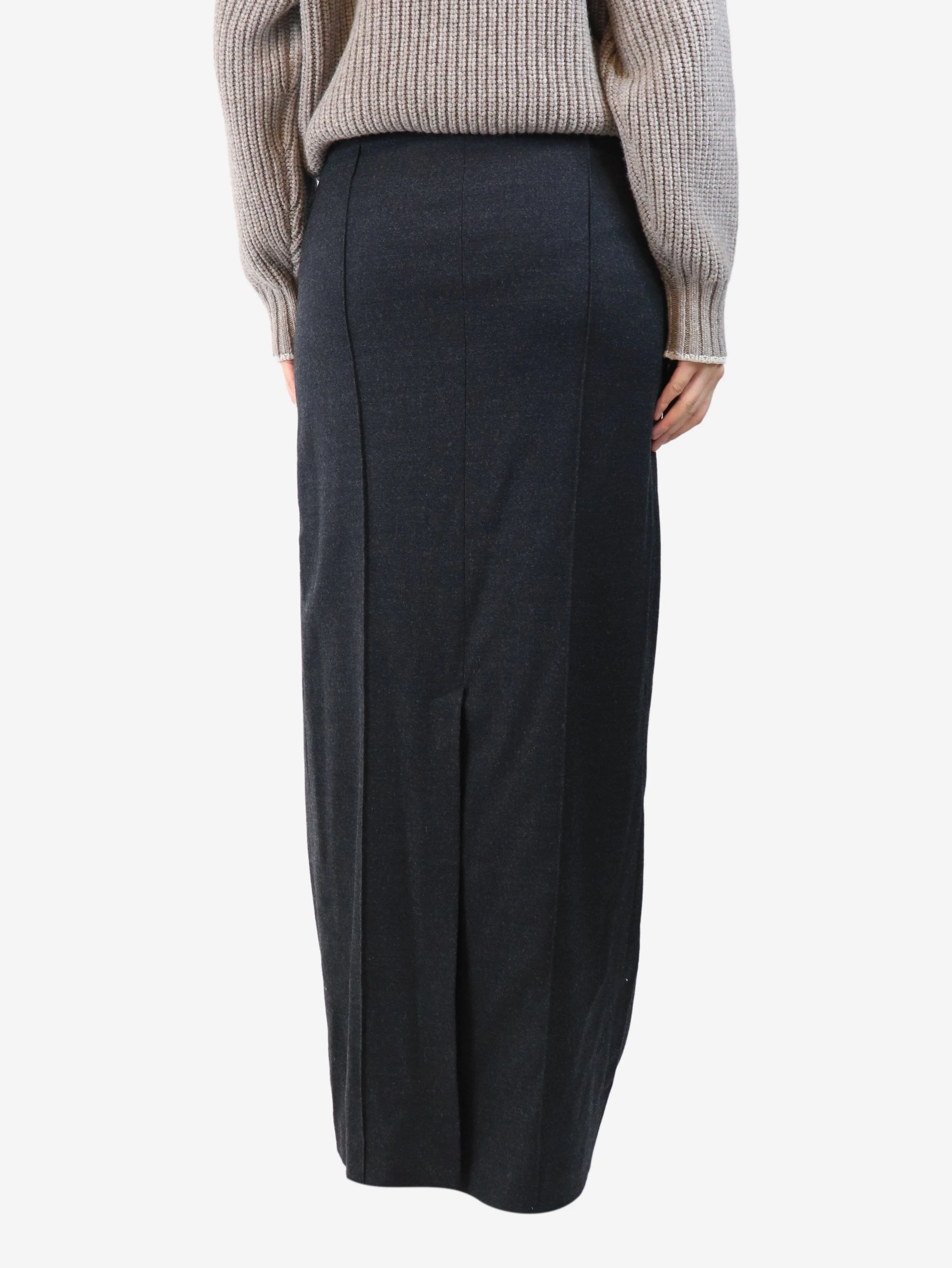 Charcoal grey wool long skirt - size UK 10 - Image 3