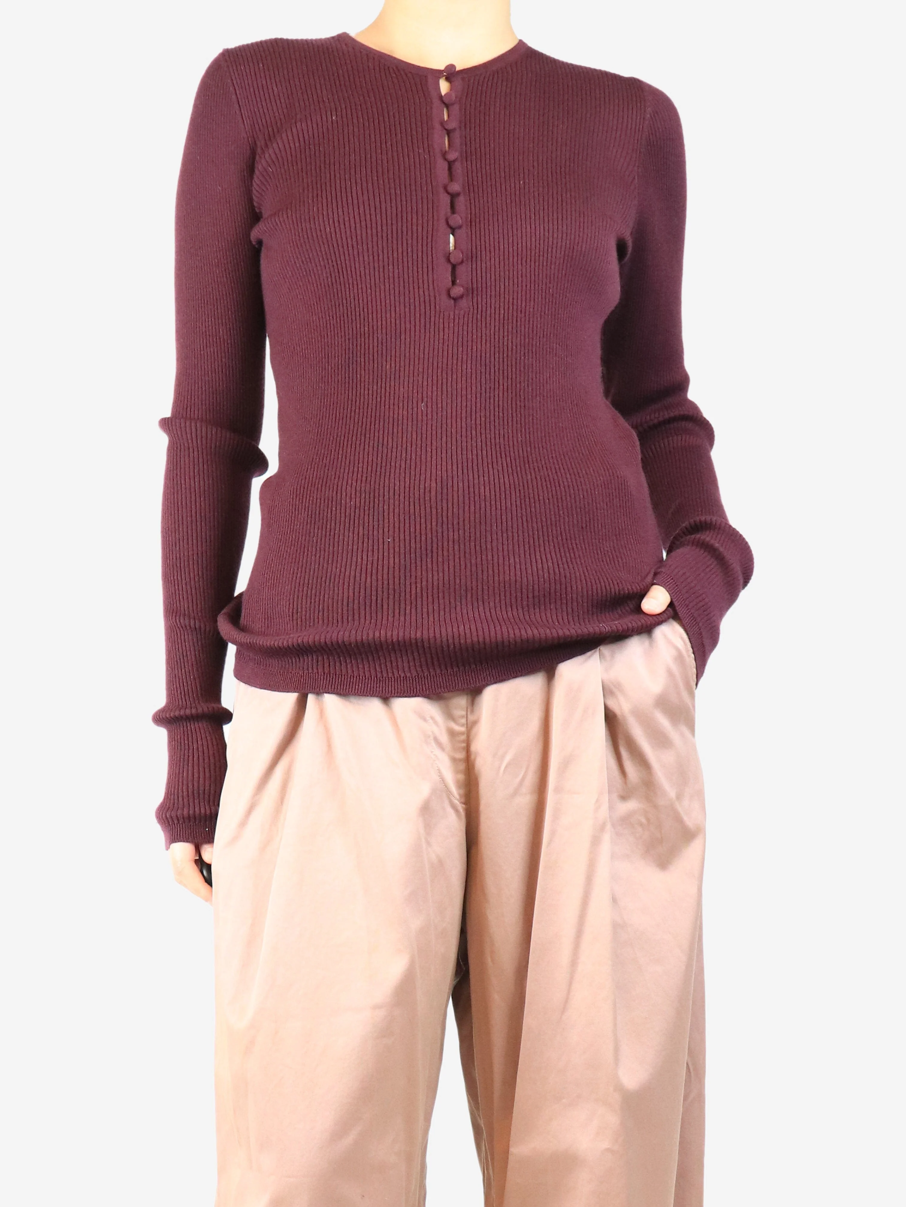 Aubergine knit top - size L - Image 3