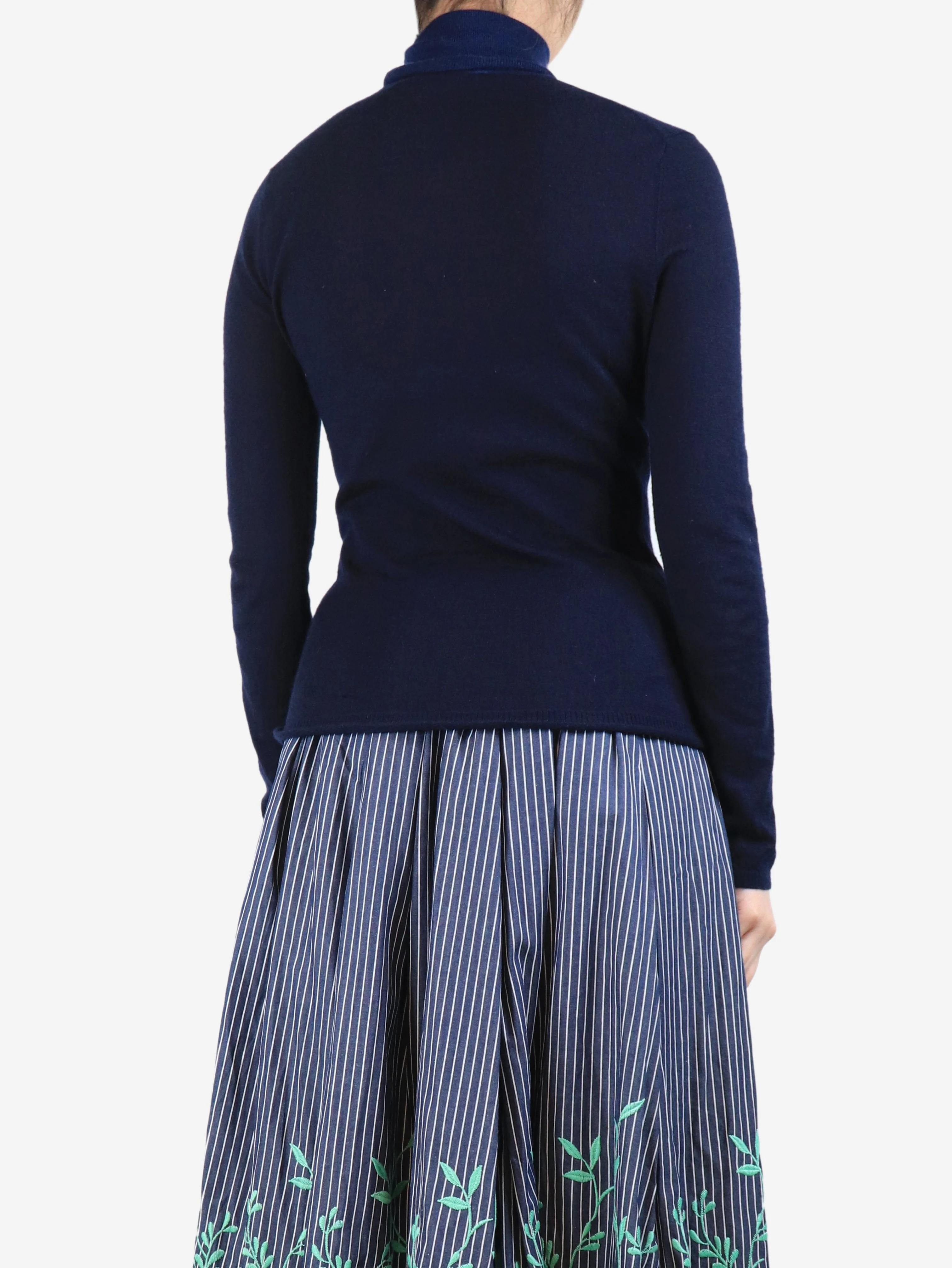 Blue cashmere and silk-blend roll neck jumper - size M - Image 2