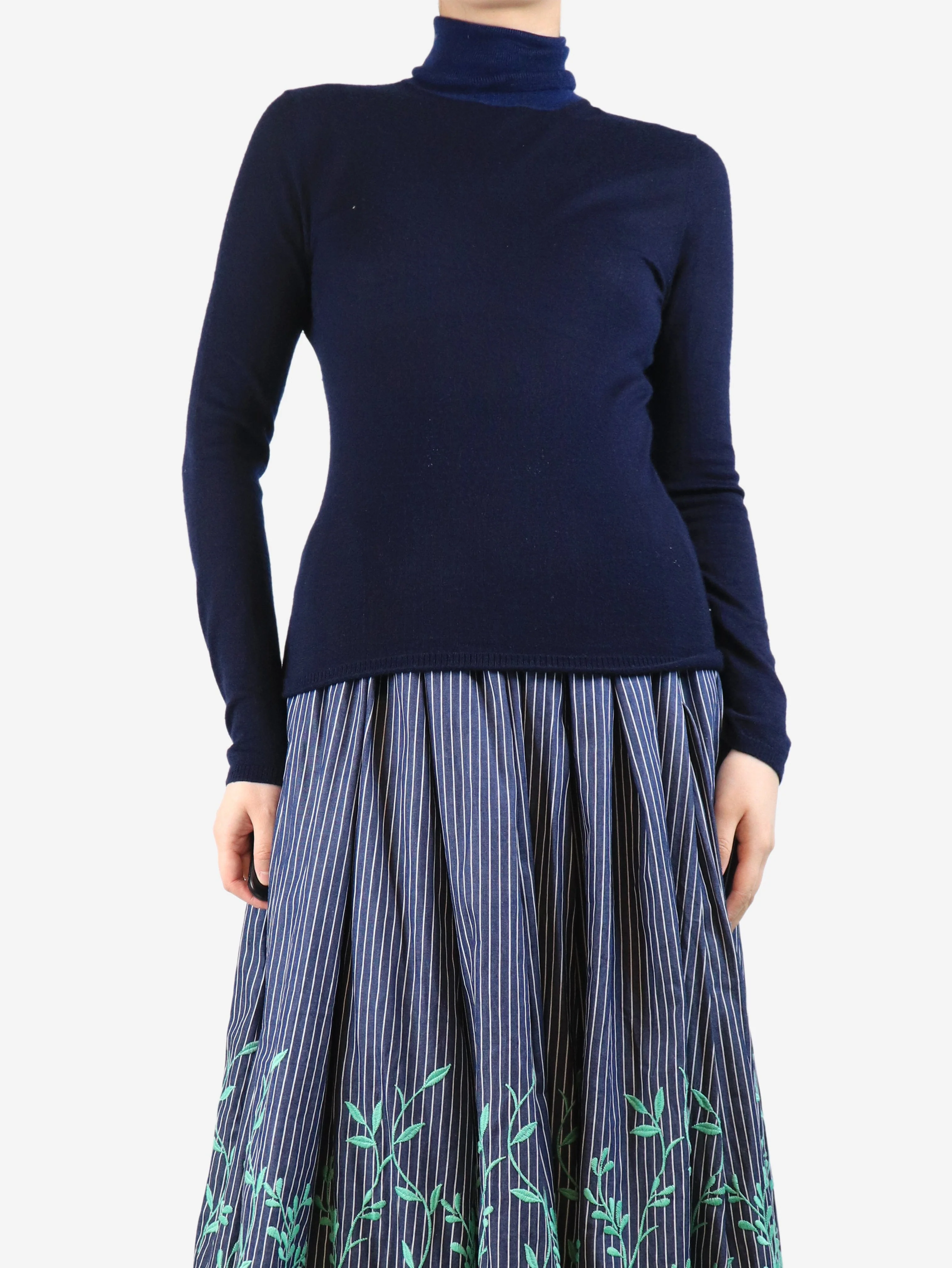 Blue cashmere and silk-blend roll neck jumper - size M - Image 3