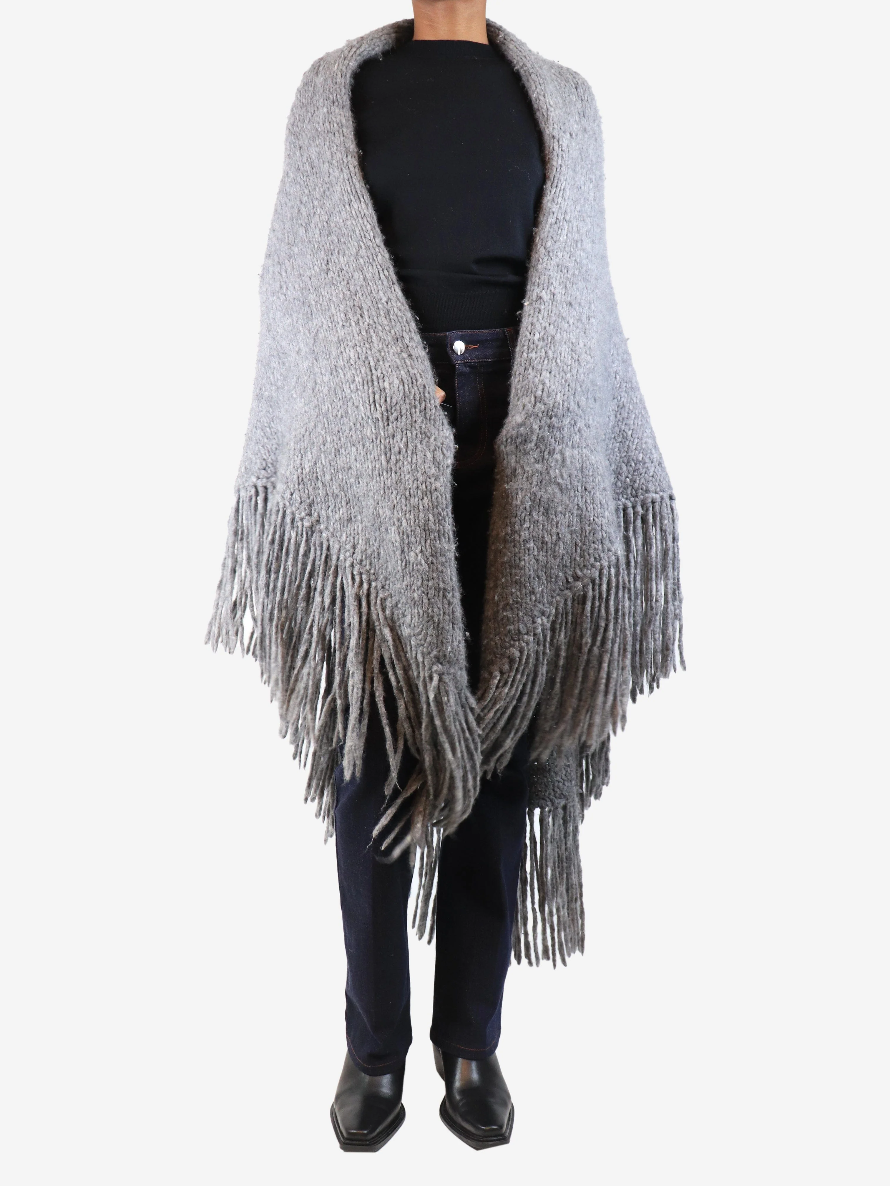 Heather grey Lauren knit wrap  - One size