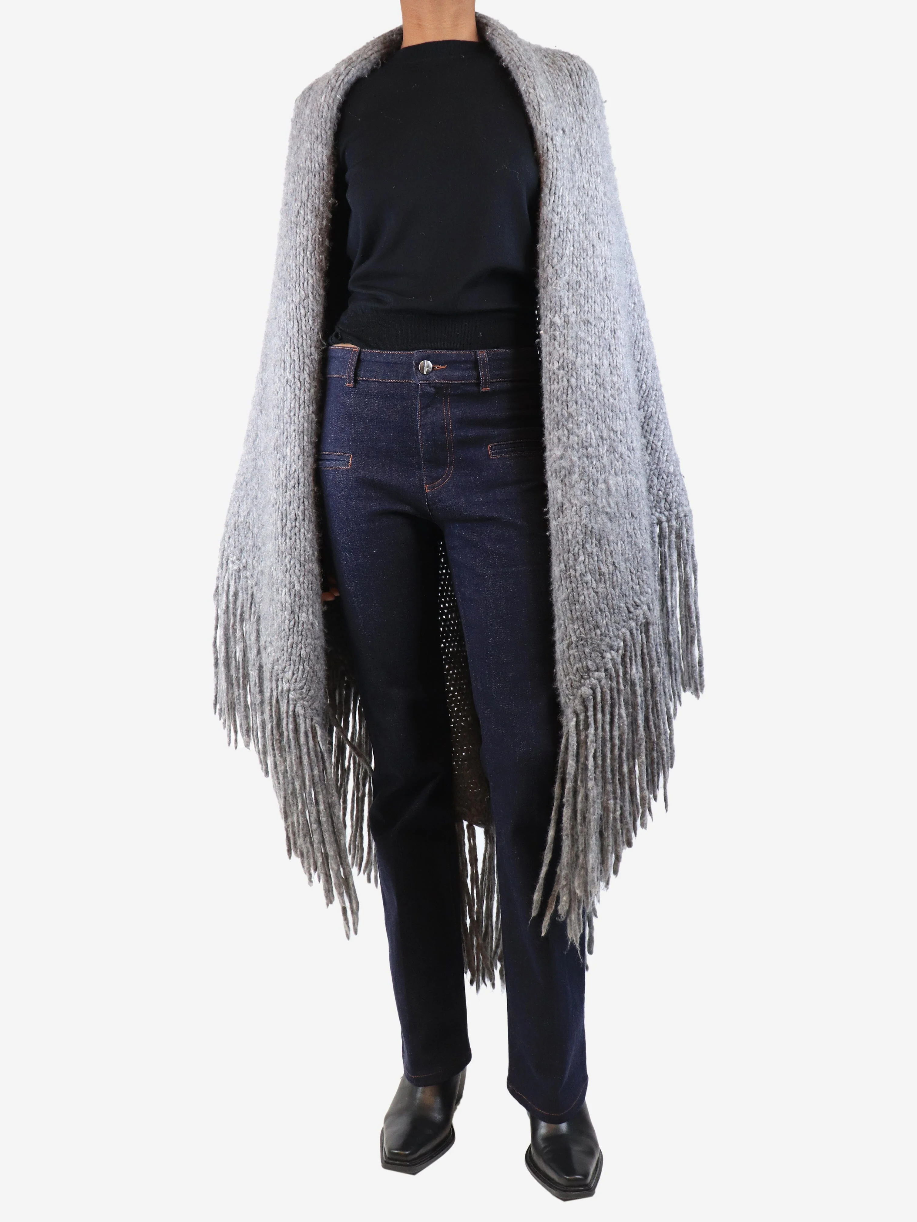 Heather grey Lauren knit wrap  - One size - Image 3