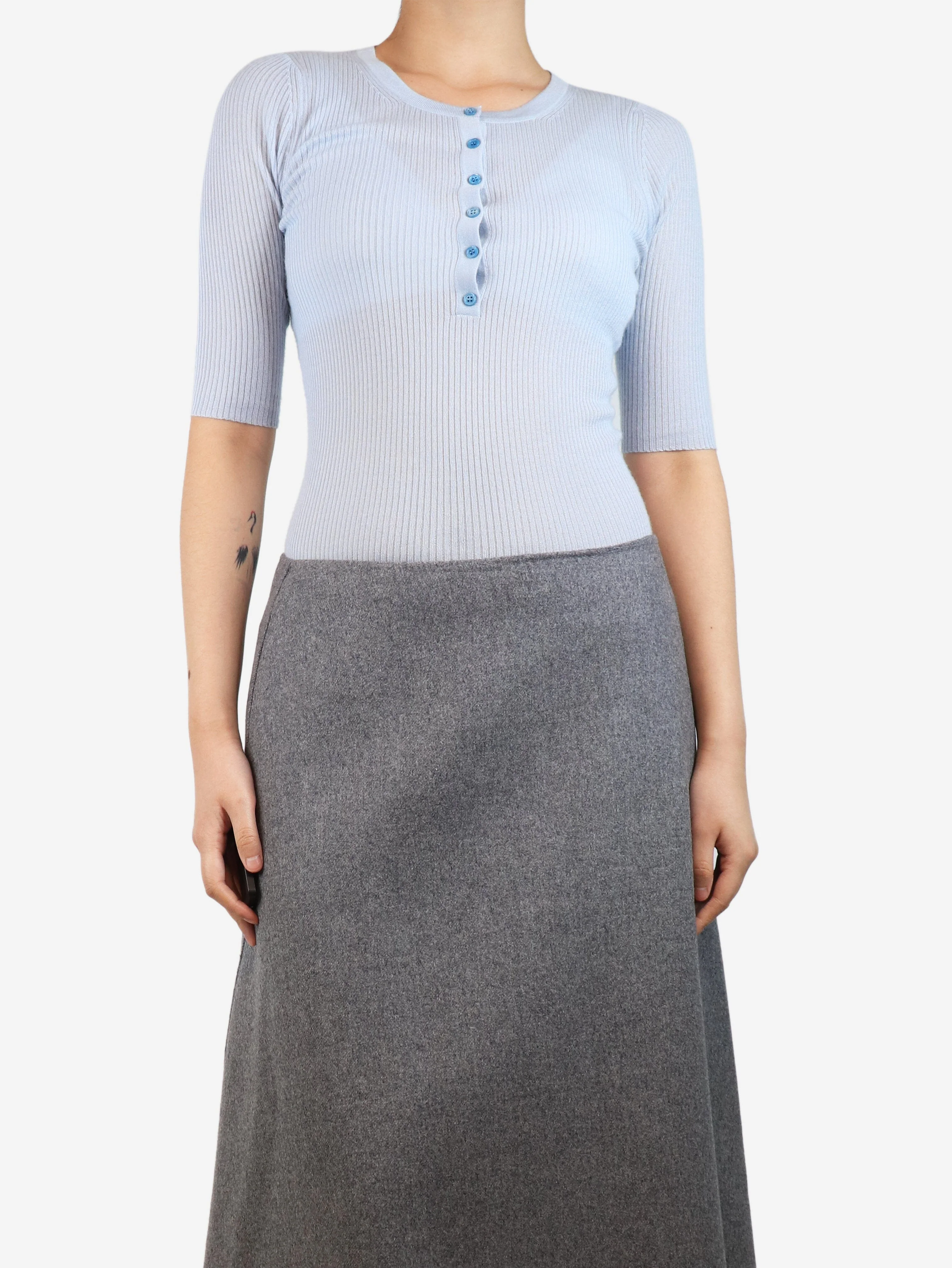 Light blue ribbed knit top - size S - Image 3