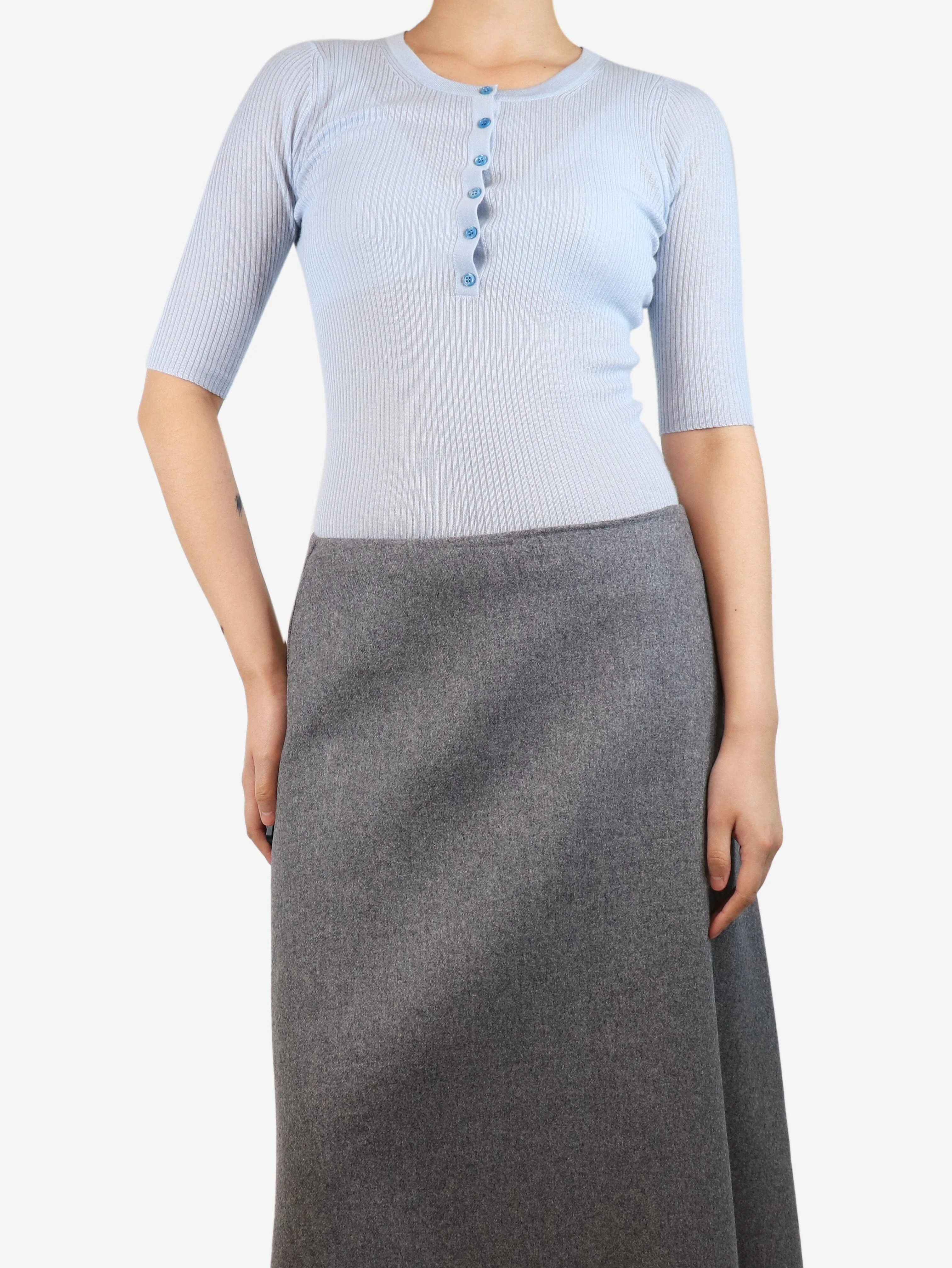 Light blue ribbed knit top - size S - Image 4