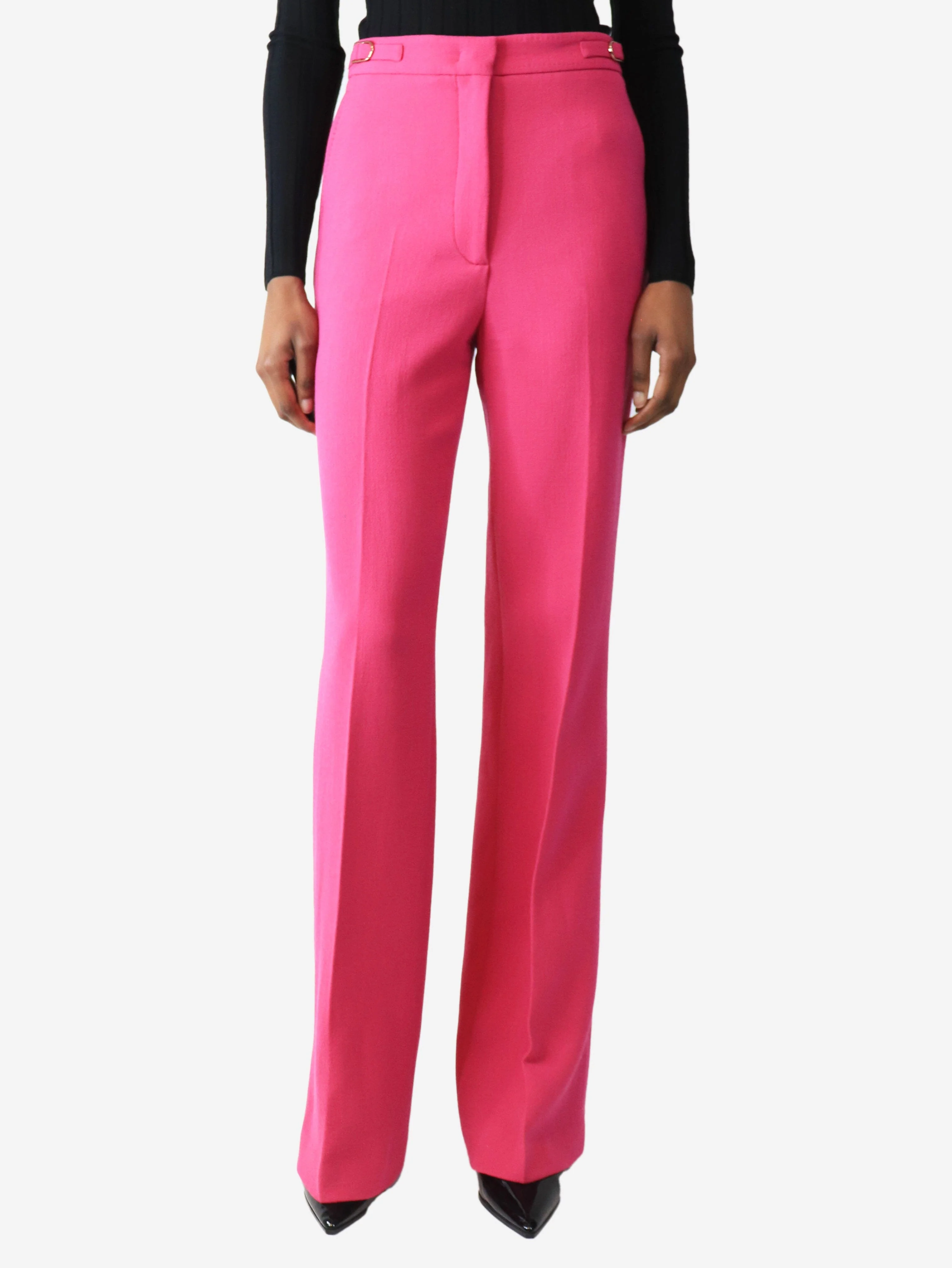 Pink wool crepe trousers - size UK 6