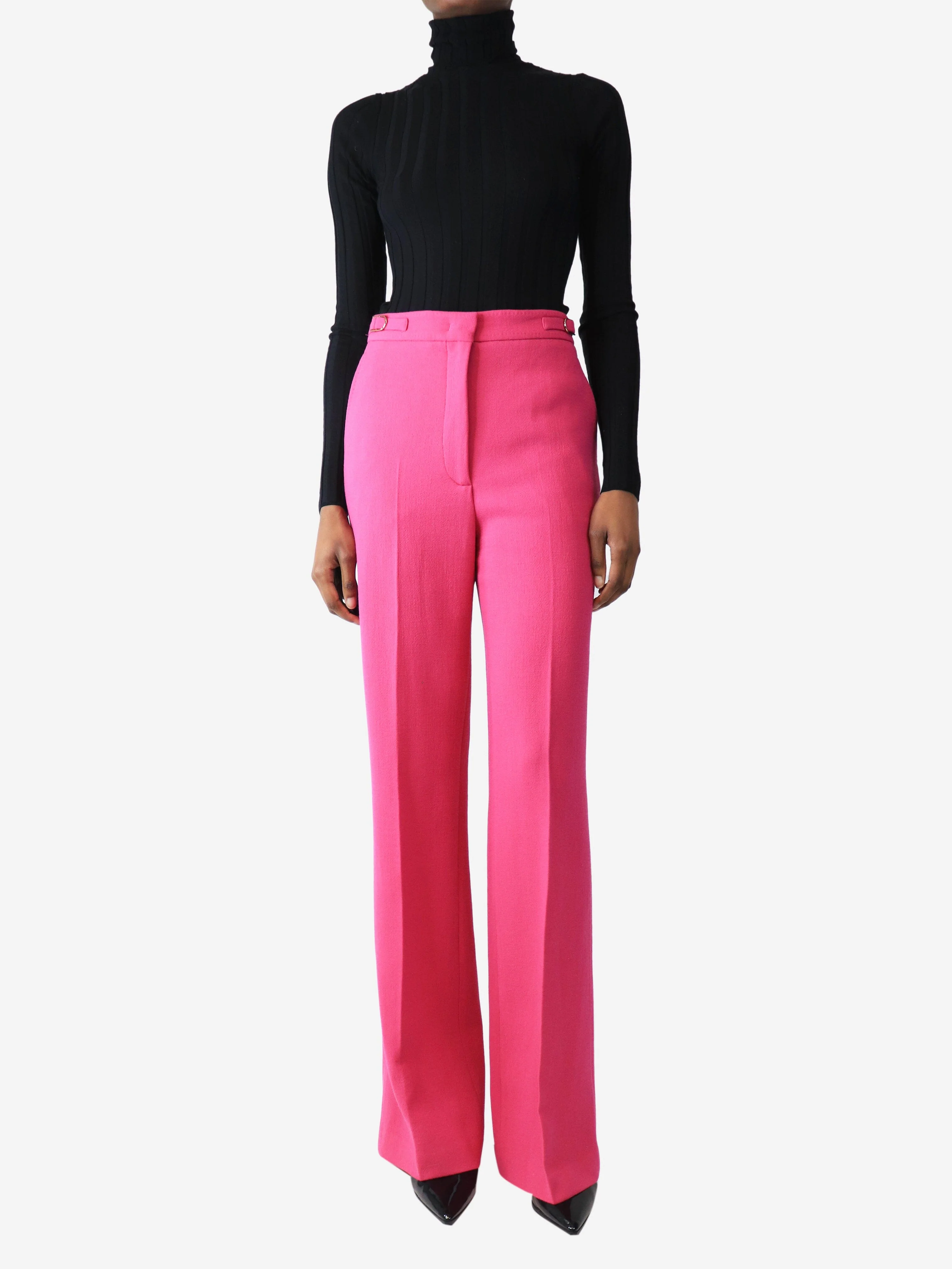 Pink wool crepe trousers - size UK 6 - Image 2
